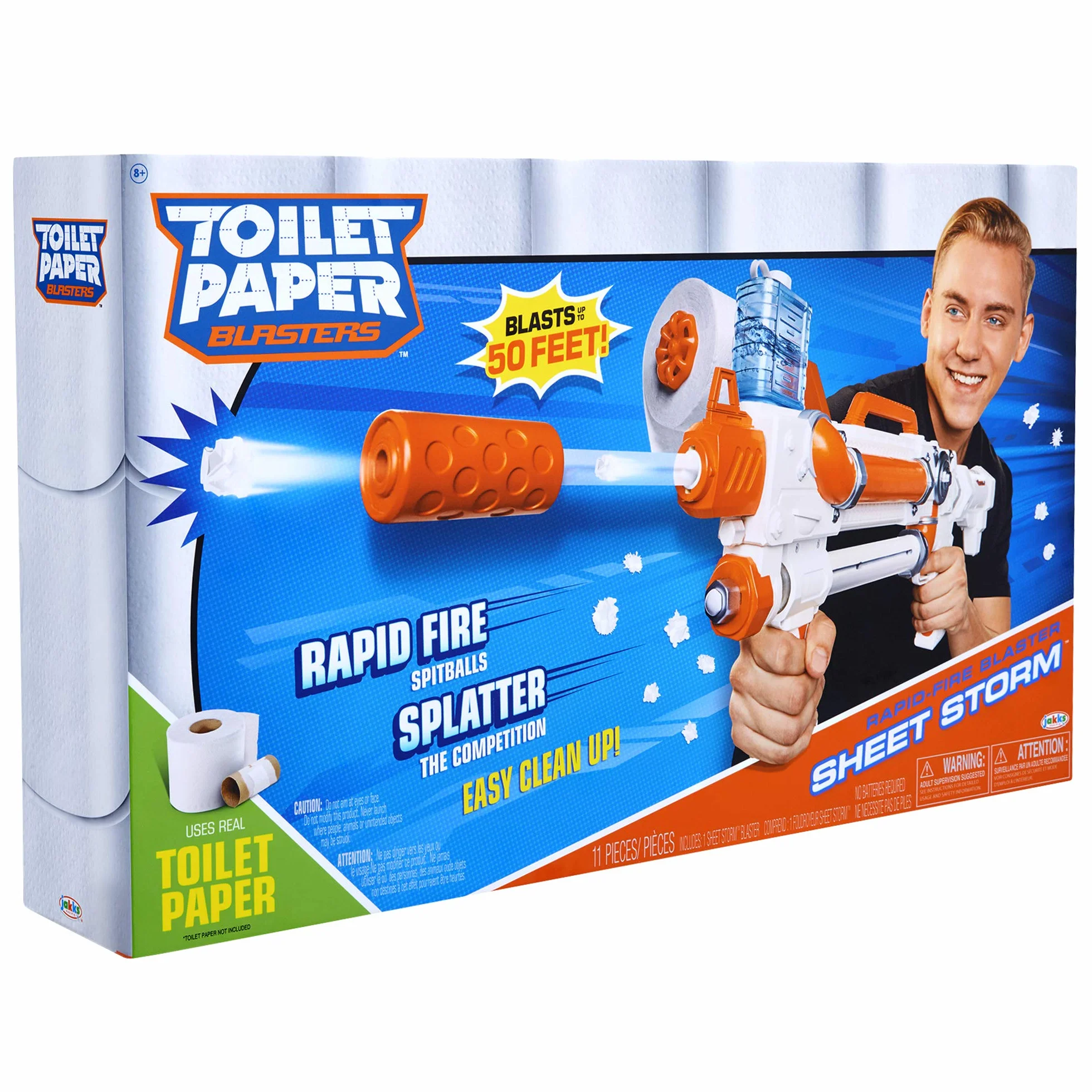 Papier toaletowy Blaster, sztorm, Toy Blaster strzela szybko ogień TP Spitballs do 15 m - wykorzystuje prawdziwy papier toaletowy! Super zabawny prezent dla dzieci, nastolatków, studentów, tatusiów,
