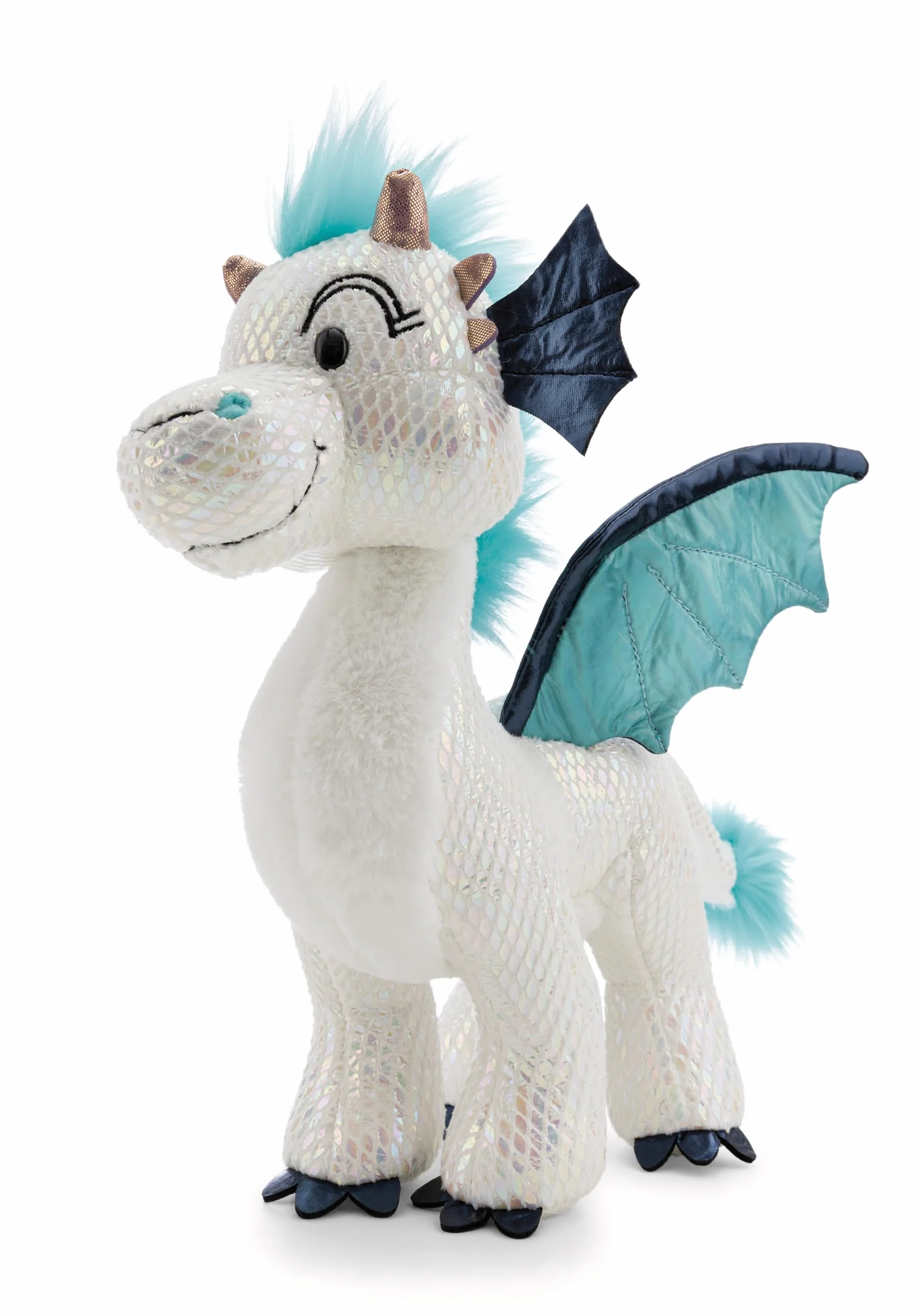 NICI 62420 Smok Zafura, miękki pluszak z brokatowym efektem, maskotka do przytulania i zabawy dla dzieci i dorosłych, 27 cm, biały