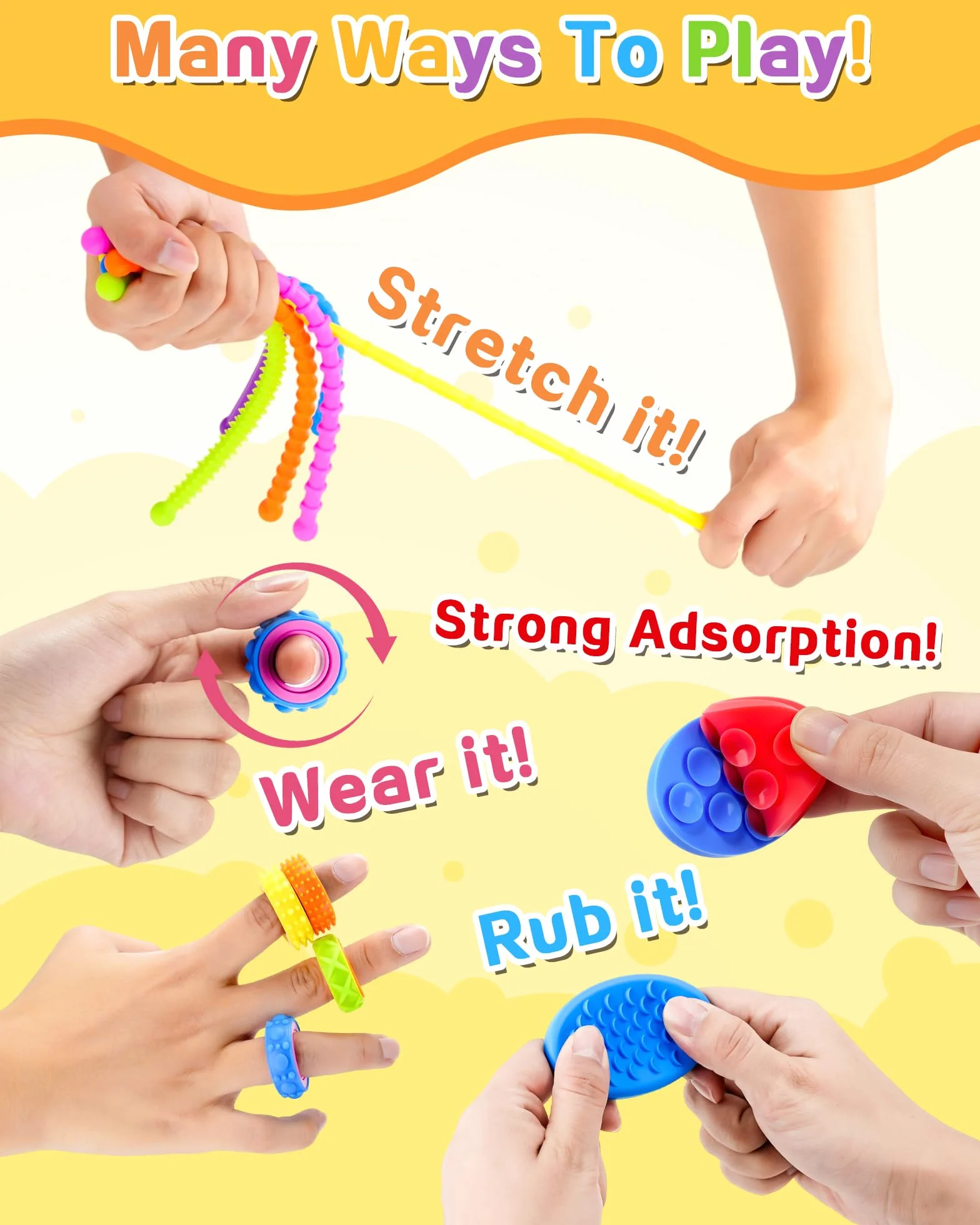 Kizmyee 20-częściowy zestaw zabawek fidget, zabawki stresowe dla dzieci i dorosłych, zabawki sensoryczne na stres, stany lękowe, ADHD i autyzm, upominki na przyjęcia urodzinowe dla dzieci