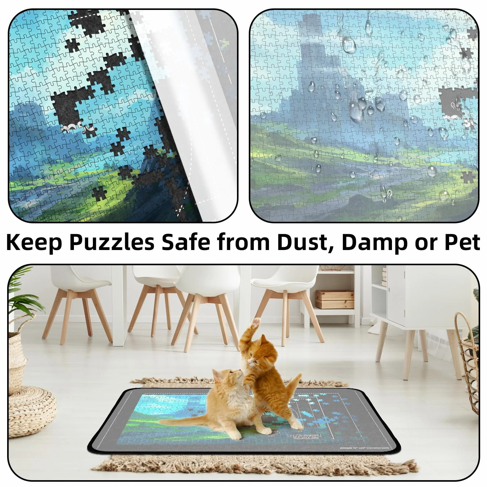 MOZOOSON Tablica puzzli na 2000 elementów, akcesoria do puzzli, 105 x 80 cm, 8 tacek do sortowania i 1 pokrowiec