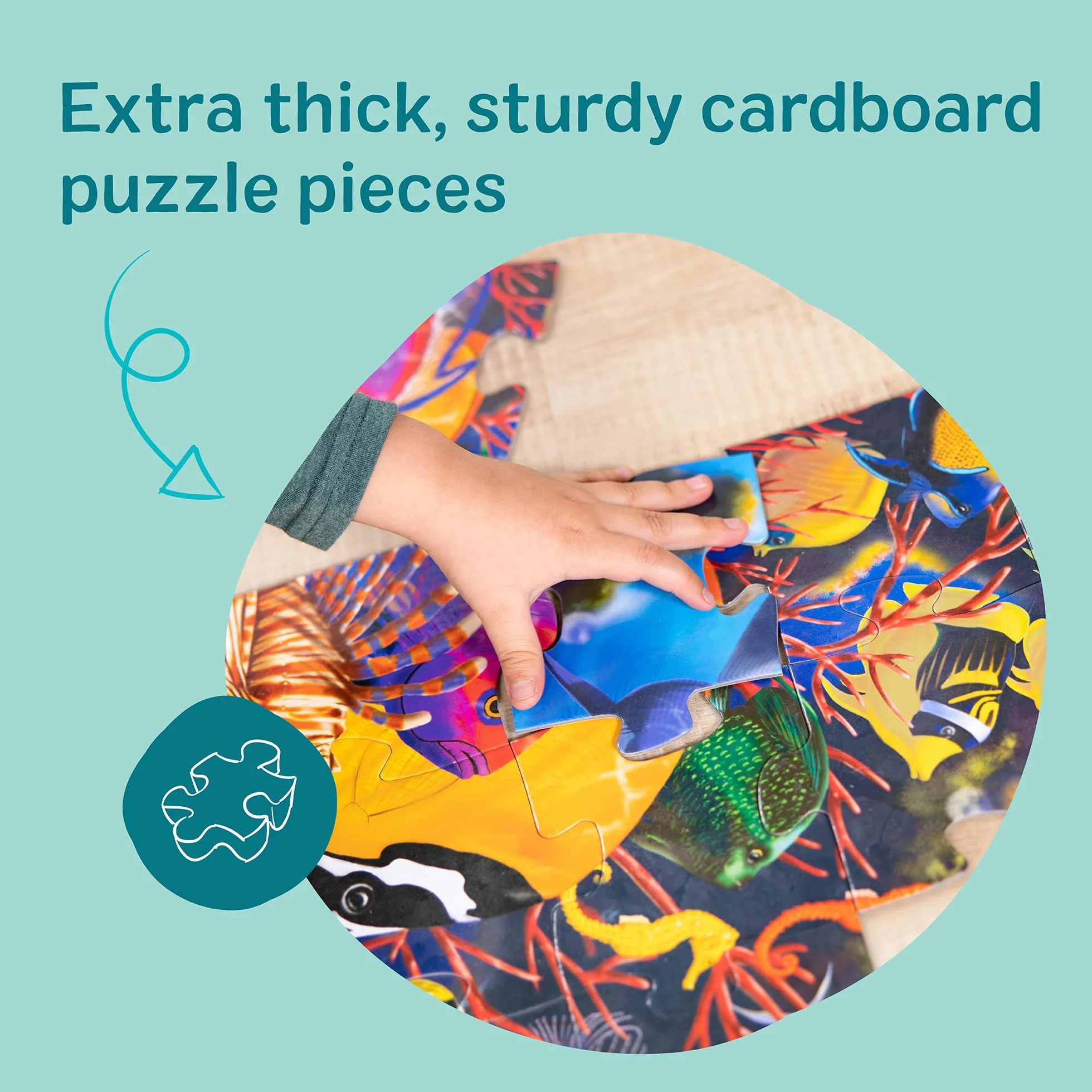 Melissa & Doug Underwater Ocean Floor Puzzle (48 pcs, 2 x 3 feet) Toddler Floor Puzzle, Ocean Animals Puzzle for Kids 3+ - FSC-Certified Materials