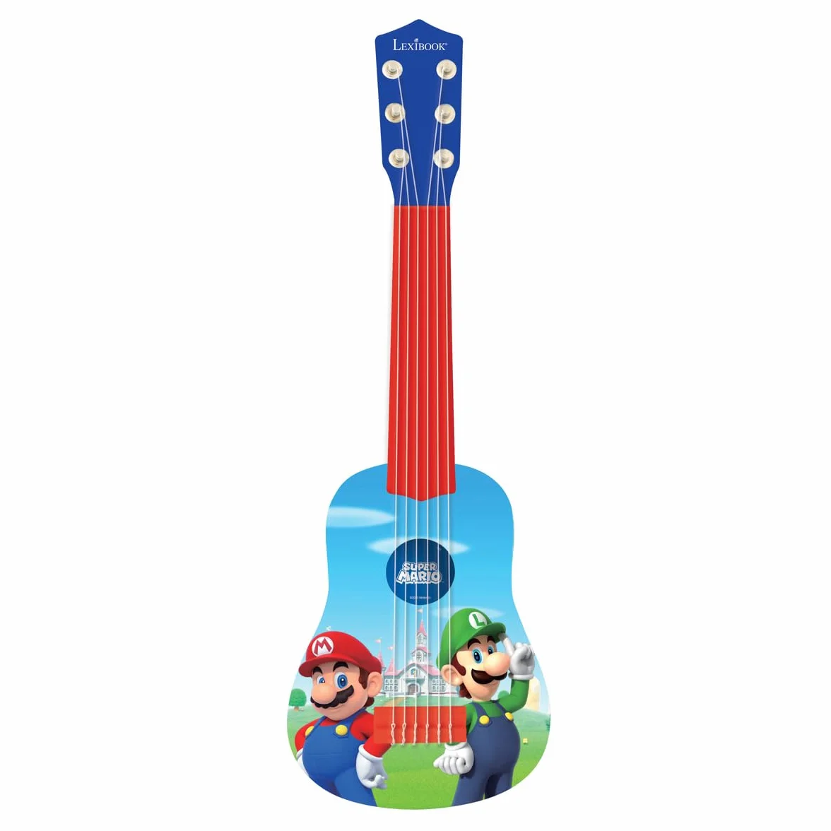 Lexibook Nintendo Mario Luigi My First Guitar, 6 Strun Nylonowych, 53 cm, Przewodnik w Zestawie, Niebieski, Czerwony, K200NI