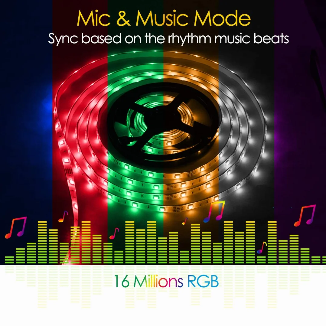 Oświetlenie LED Strip 15m, WEILY WiFi Smart App Control LED Lights, Współpracuje z Alexa i Asystentem Google, Synchronizacja muzyki RGB Zmiana koloru LED do sypialni Dom Kuchnia TV Party Decoration