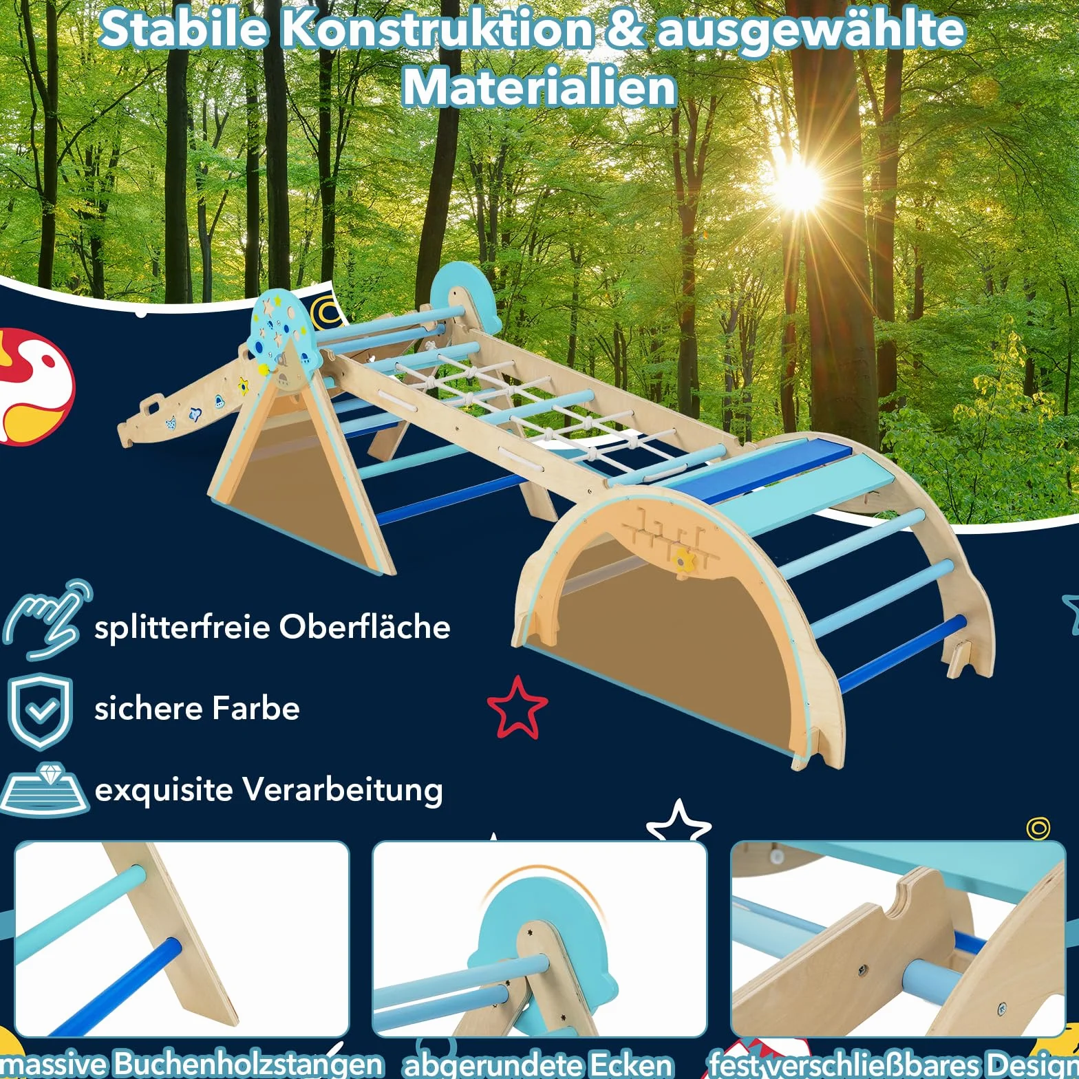GOPLUS 9-w-1 zestaw do wspinaczki do użytku wewnątrz, trójkąt do wspinaczki z drewna, zestaw 4 szt. zabawek do wspinaczki z siatką do wspinaczki, łukiem do wspinaczki, huśtawkami i drabinką, w tym