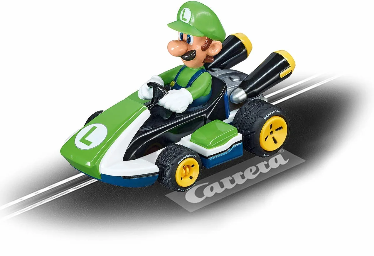 Carrera Go Mario Kart 8 zestaw pełen akcji tor wyścigowy z pętlą 2 wyścigówki Mario i Luigi, turbo, możliwość rozbudowy i elementy dekoracyjne, dla dzieci od 6 lat, długość 4,9 m