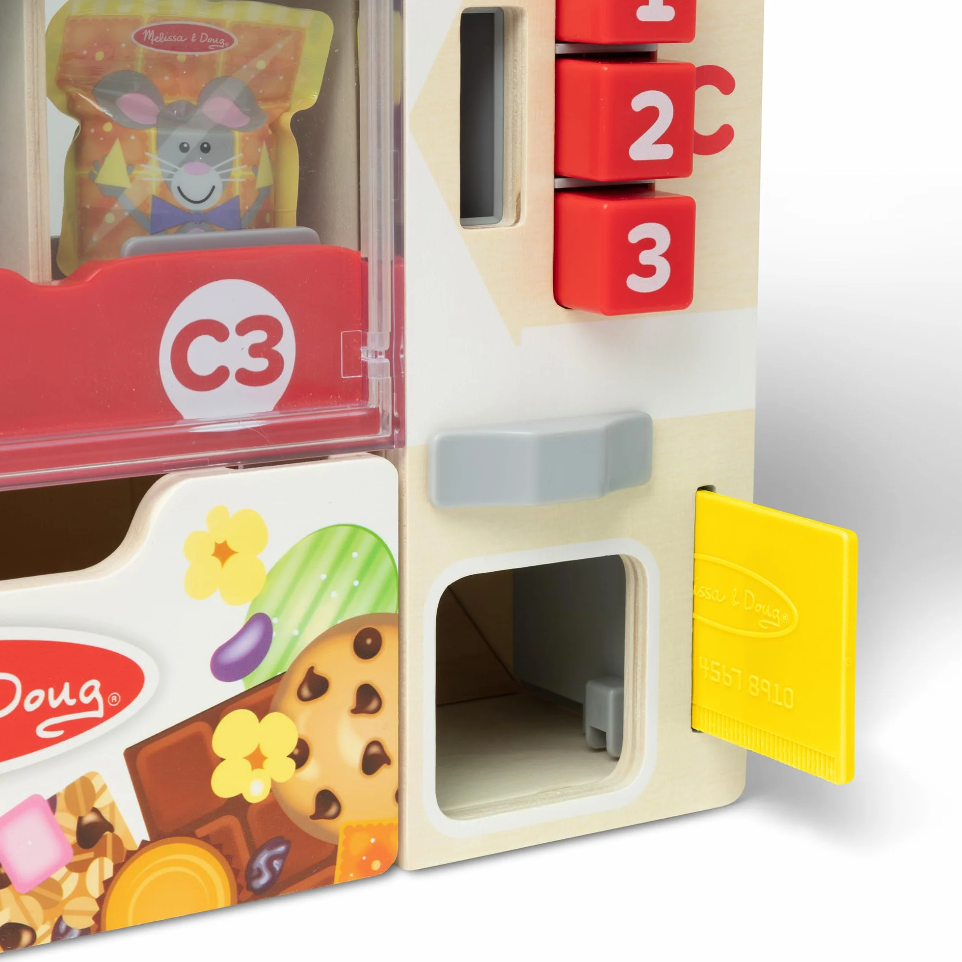 Melissa & Doug Drewniany automat sprzedający do sortowania, magazynowania i wybierania, drewniana zabawka dla dzieci w wieku powyżej 3. roku życia
