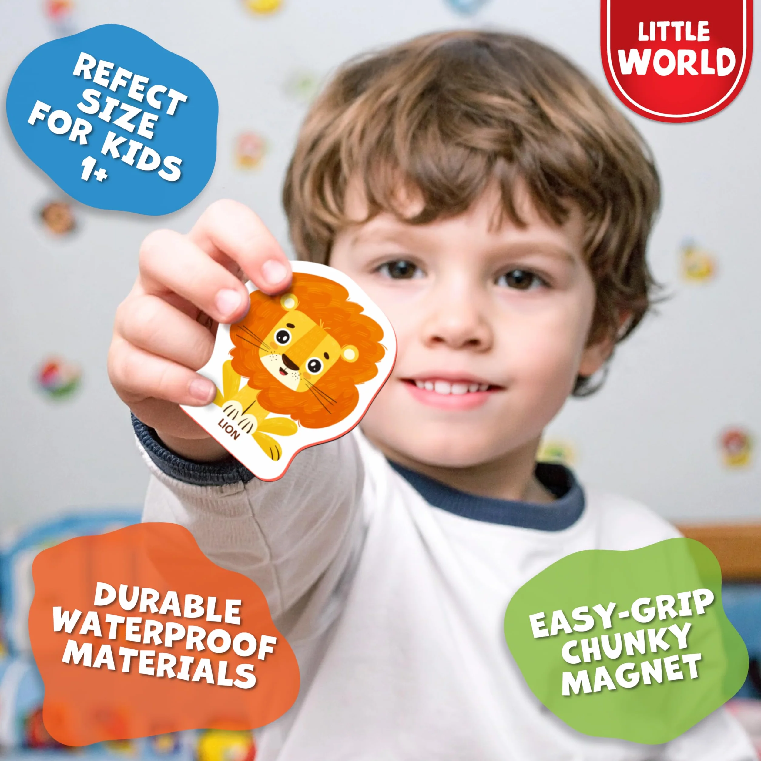 Little World 27 schuim koelkastmagneten voor peuters - grote peutermagneten - koelkastmagneten voor kinderen - koelkastmagneten voor kinderen - babymagneten - dierenmagneten voor kinderen op koelkast