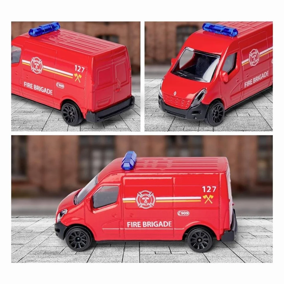Dickie Toys 212050038 Stacja strażacka, wyrzutnia i wóz strażacki die cast Renault Master 7,5cm, 50x25x22cm
