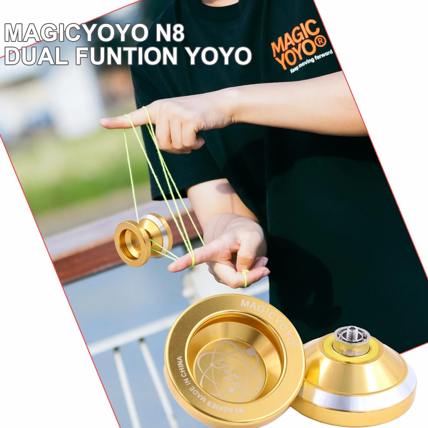MAGICYOYO Profesjonalne jojo i nieresponsywne jojo dla dzieci, nastolatków, dorosłych – Magic Yoyo N8 Responsive Jo-Jo metal z odpornymi łożyskami + usuwacz + 10 strun jo-jos, złoto