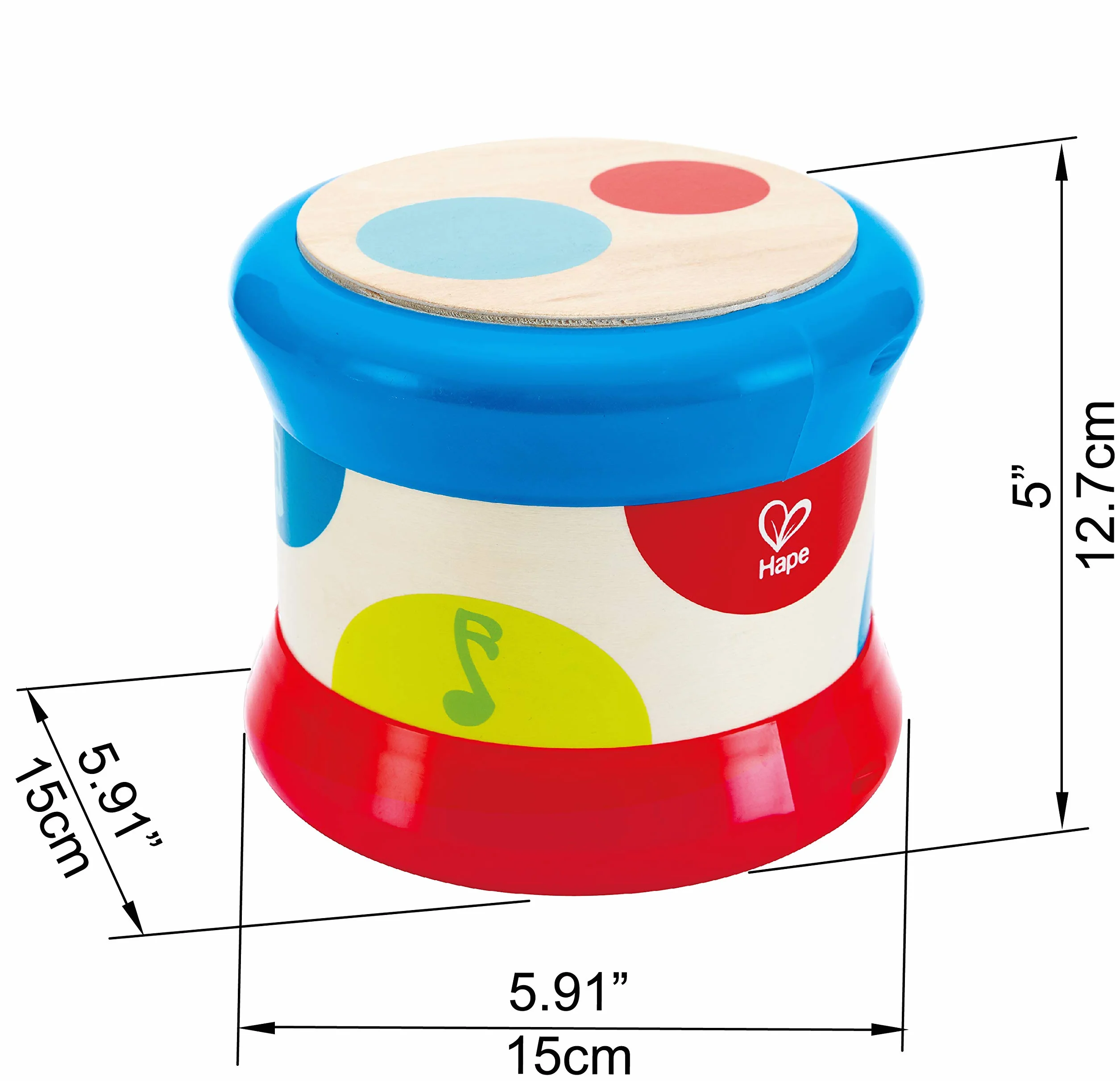 Hape Baby Drum Musical Instrument Toy for Toddlers Rhythm Sound Learning Battery Powered