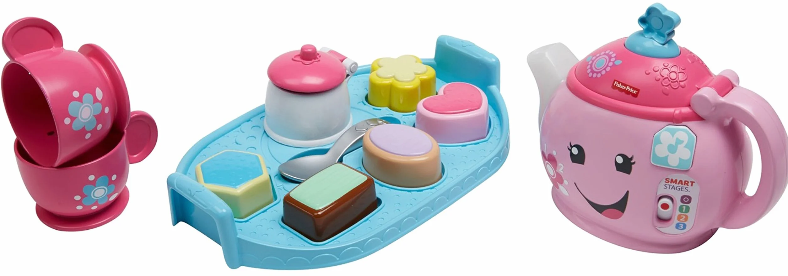 Fisher-Price Zestaw do herbaty Laugh & Learn Sweet Manners, zabawka do wczesnego rozwoju i aktywności, uczy dobrych manier, dzielenia się i nie tylko, w wieku 18-36 miesięcy, DYM76