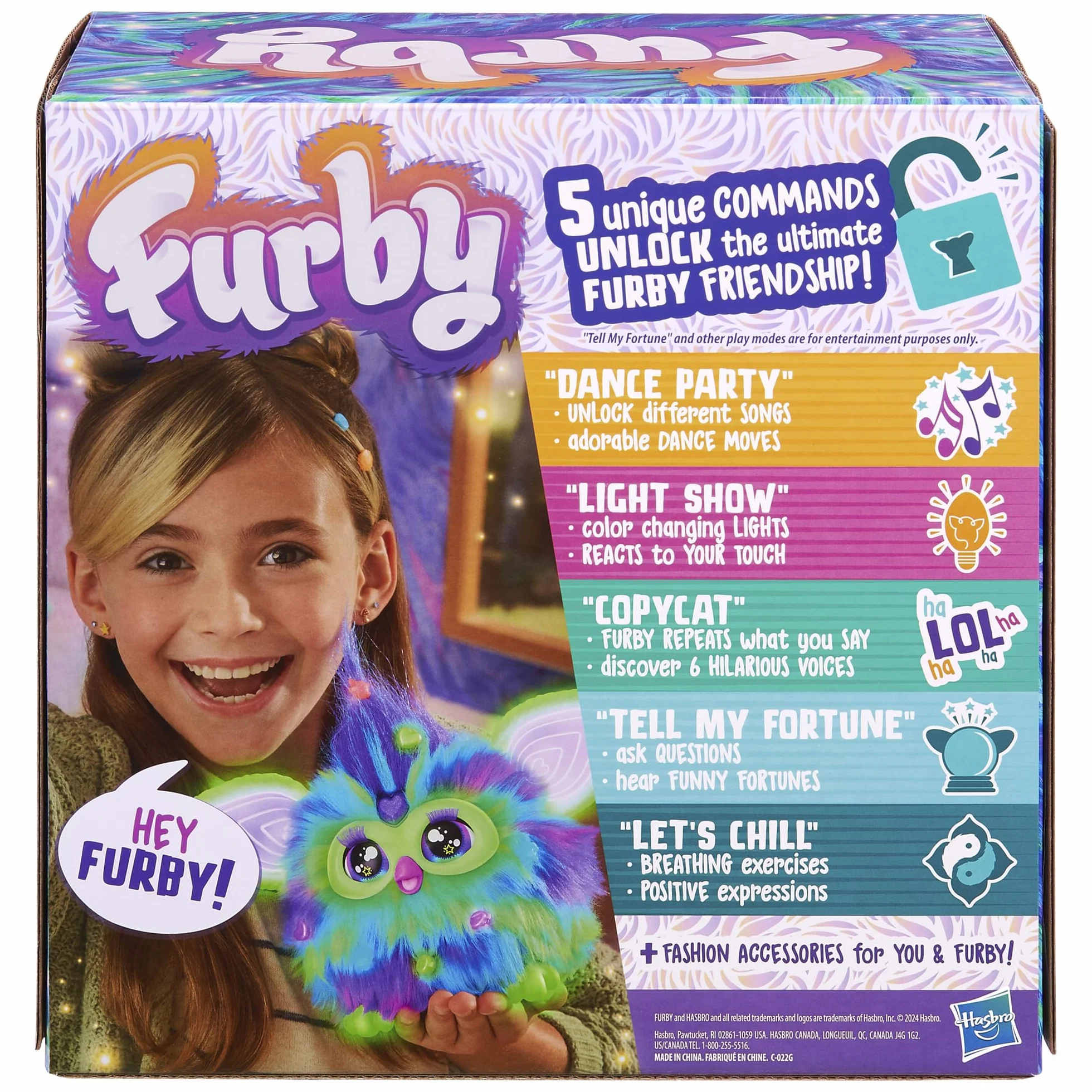 Furby Edycja Galaxy, świecąca, 15 modnych akcesoriów, interaktywne pluszowe zabawki dla dzieci w wieku 6 lat, głos animatroniczny (tylko Amazon)