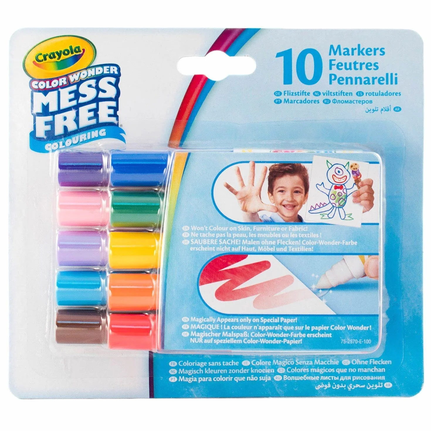 CRAYOLA - Color Wonder, 10 pisaków z przezroczystym tuszem, klasyczne kolory, maksymalna końcówka, od 3 lat, 75-2570-E-000