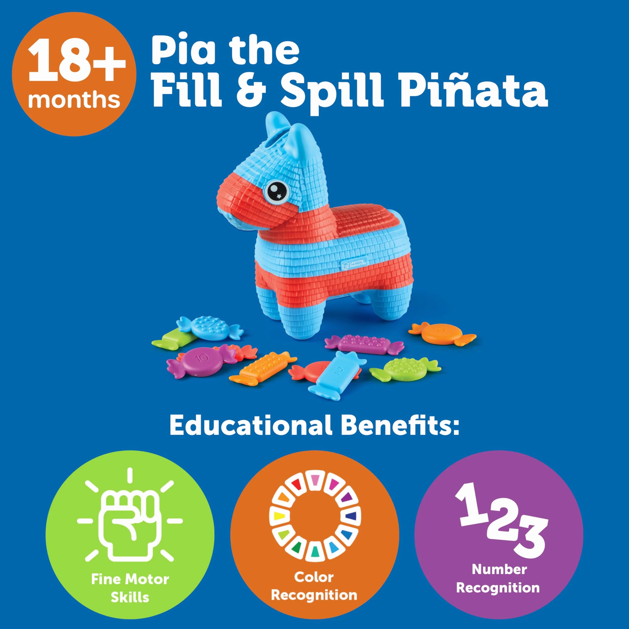 Learning Resources Pia the Wypelnij & Rozlanie Pinata Edukacyjne Zabawki 11-Kawalek Zestaw do Zabawy
