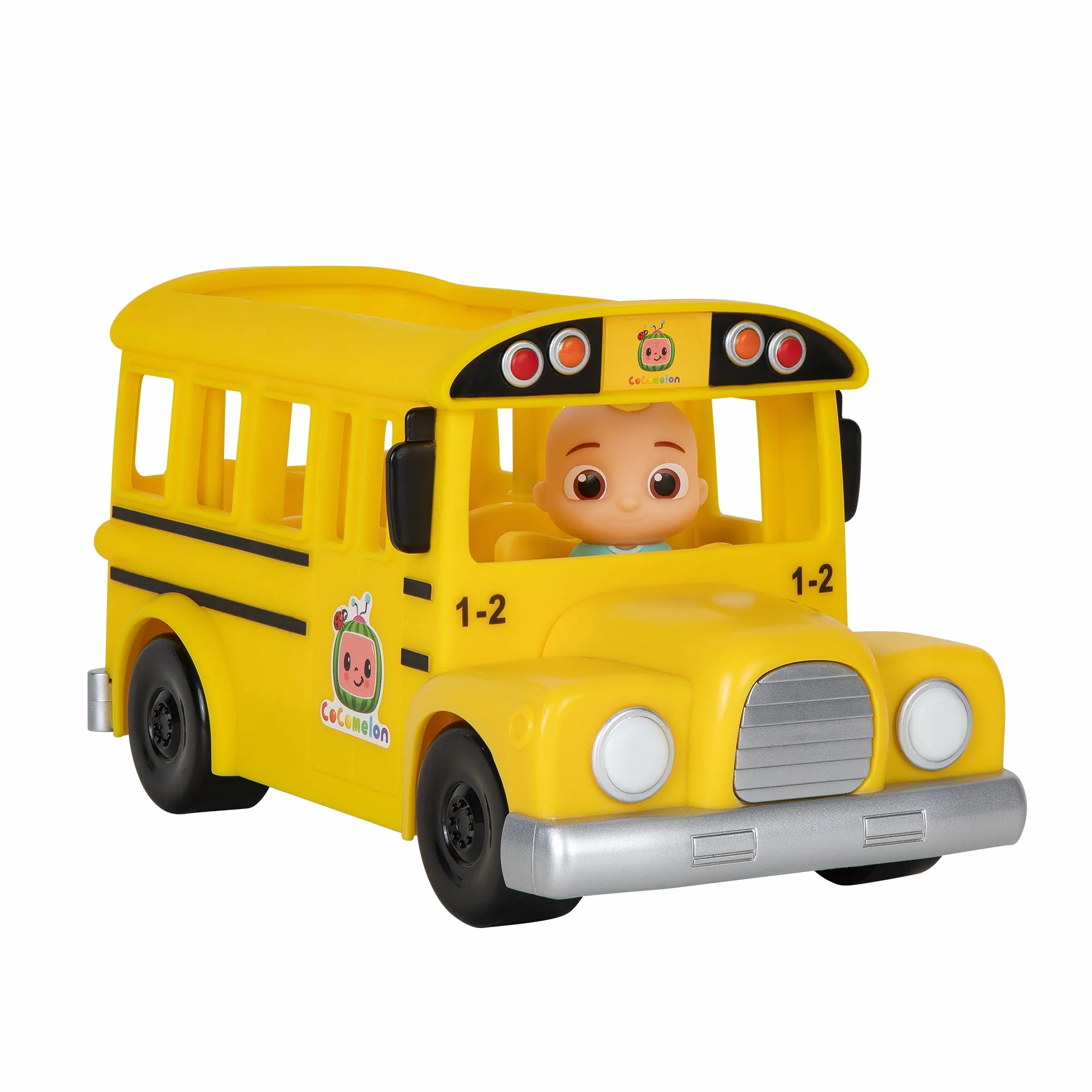CoComelon Oficjalny muzyczny żółty autobus szkolny, odtwarza klipy z filmu „Wheels on The Bus” z wyjmowaną figurką JJ - zabawki postaci dla niemowląt, małych dzieci i dzieci