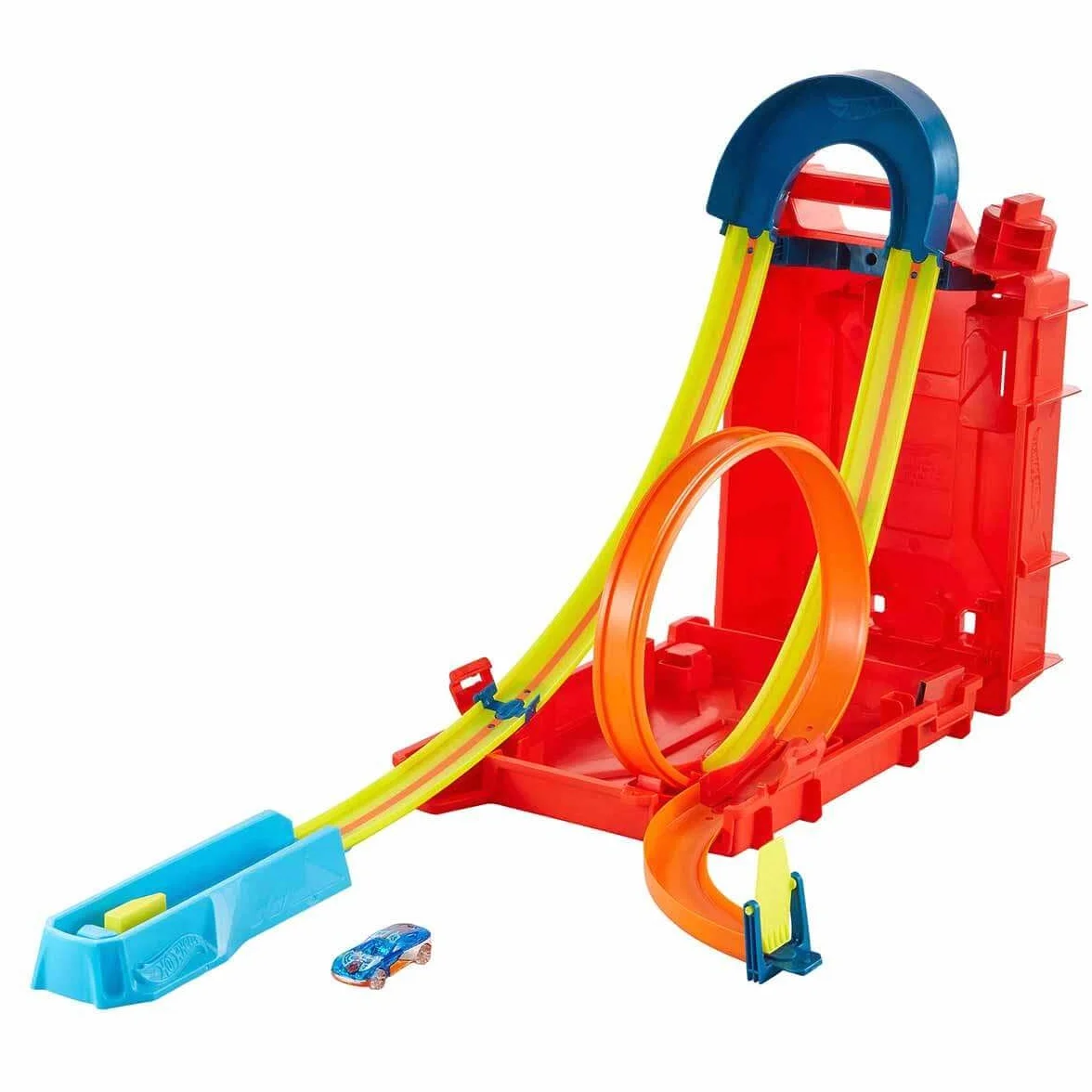 Hot Wheels Fuel Can Stunt Box Track Builder Unlimited Zestaw Pomarańczowy Żółty