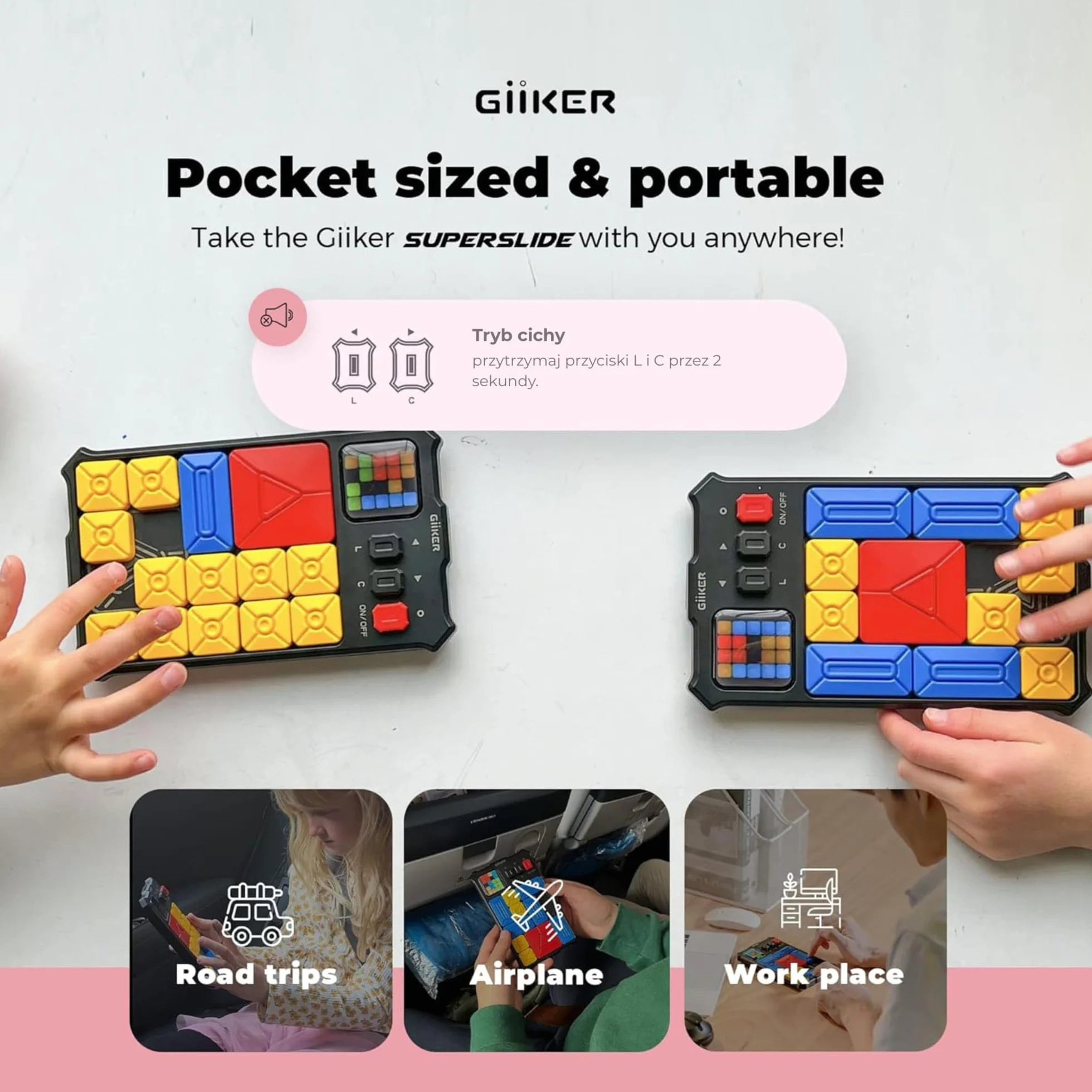 GiiKER Super Slide Puzzle Games, oryginalne puzzle 500+ wyzwań łamigłówka, zabawki dla dzieci i nastolatków, gry podróżne, prezenty urodzinowe dla chłopców i dziewcząt, zajęcia na podróże samochodowe