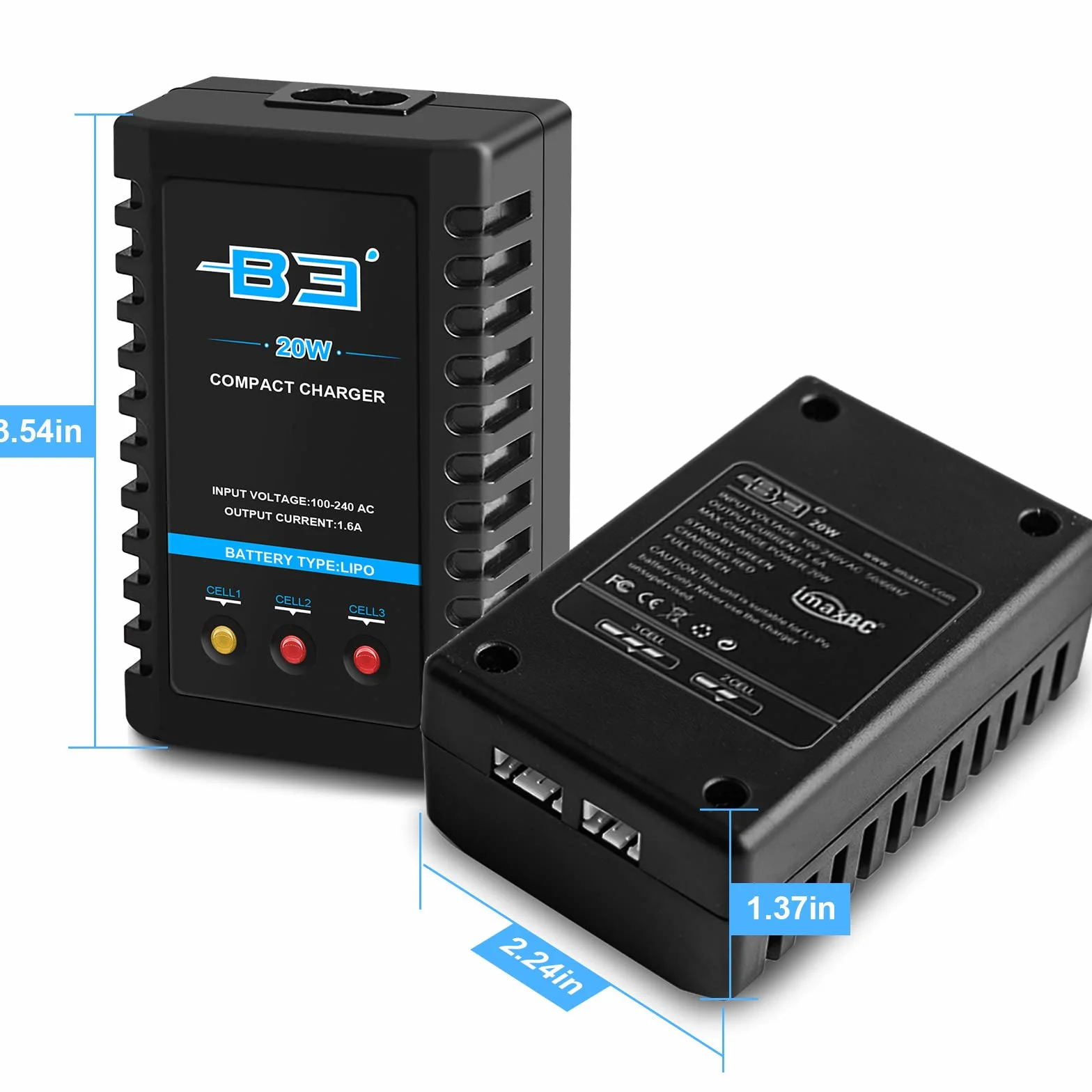 Cargador de batería B3 Lipo 2S-3S 7.4V-11.1V 100-240V para RC
