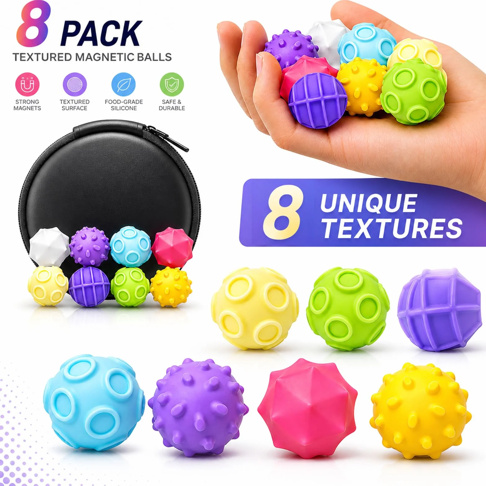 Sensoryczne zabawka Ball, 8 sztuk, magnetyczne kulki antystresowe, przenośne kulki magnetyczny, antystresowy