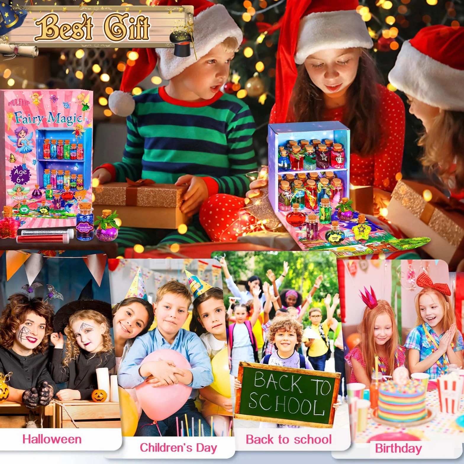 MULEVIP Zestaw magicznych mikstur dla dzieci, zestawy wróżkowych mikstur z 24 magicznymi butelkami, kryształy energii, motyle, zawieszka, magiczna mikstura Kreatywne prezenty DIY dla dziewczynek