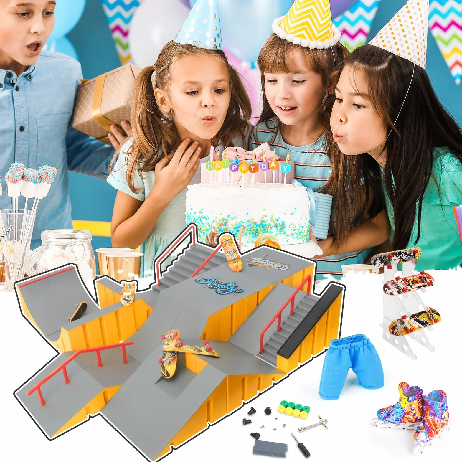 Zestaw deskorolki na palec z rampą, mini deskorolka, zabawka edukacyjna dla dzieci