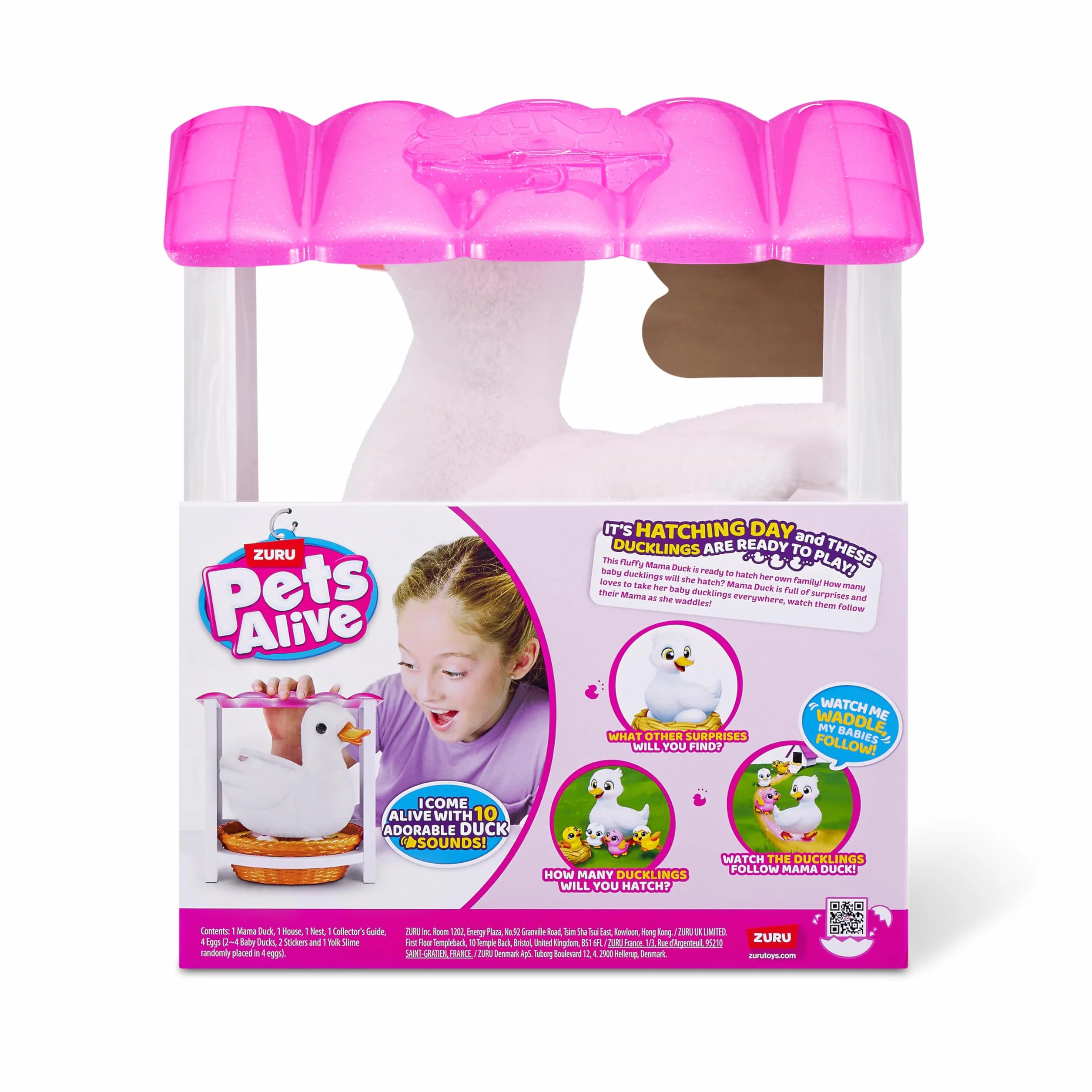 Pets Alive Mama Duck & Baby Surprise od ZURU Słodka interaktywna niespodzianka pluszowa zabawka dla dziewczynek
