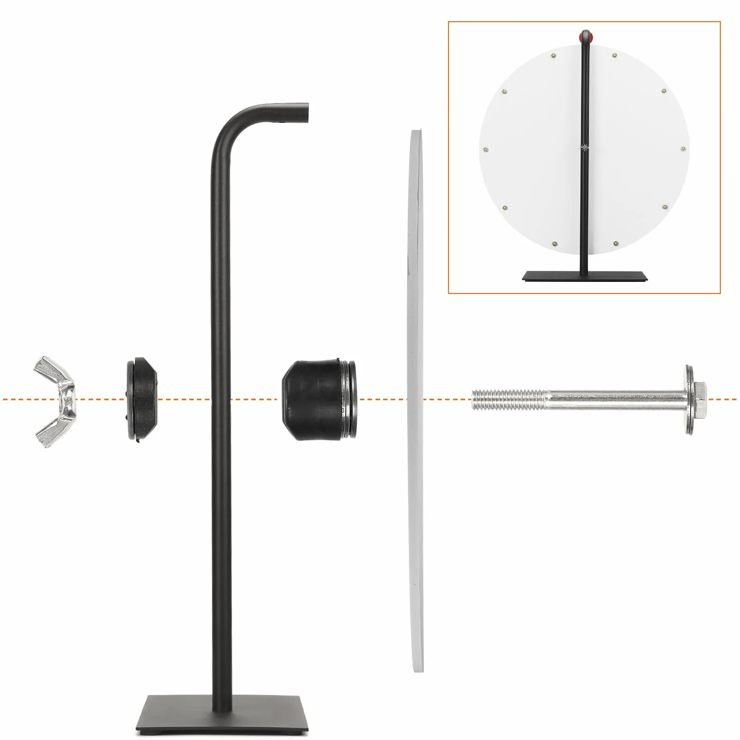 QWORK Kolorowe koło nagród 50 cm z metalowym stojakiem, suchościeralne koło fortuny z 10 sekcjami