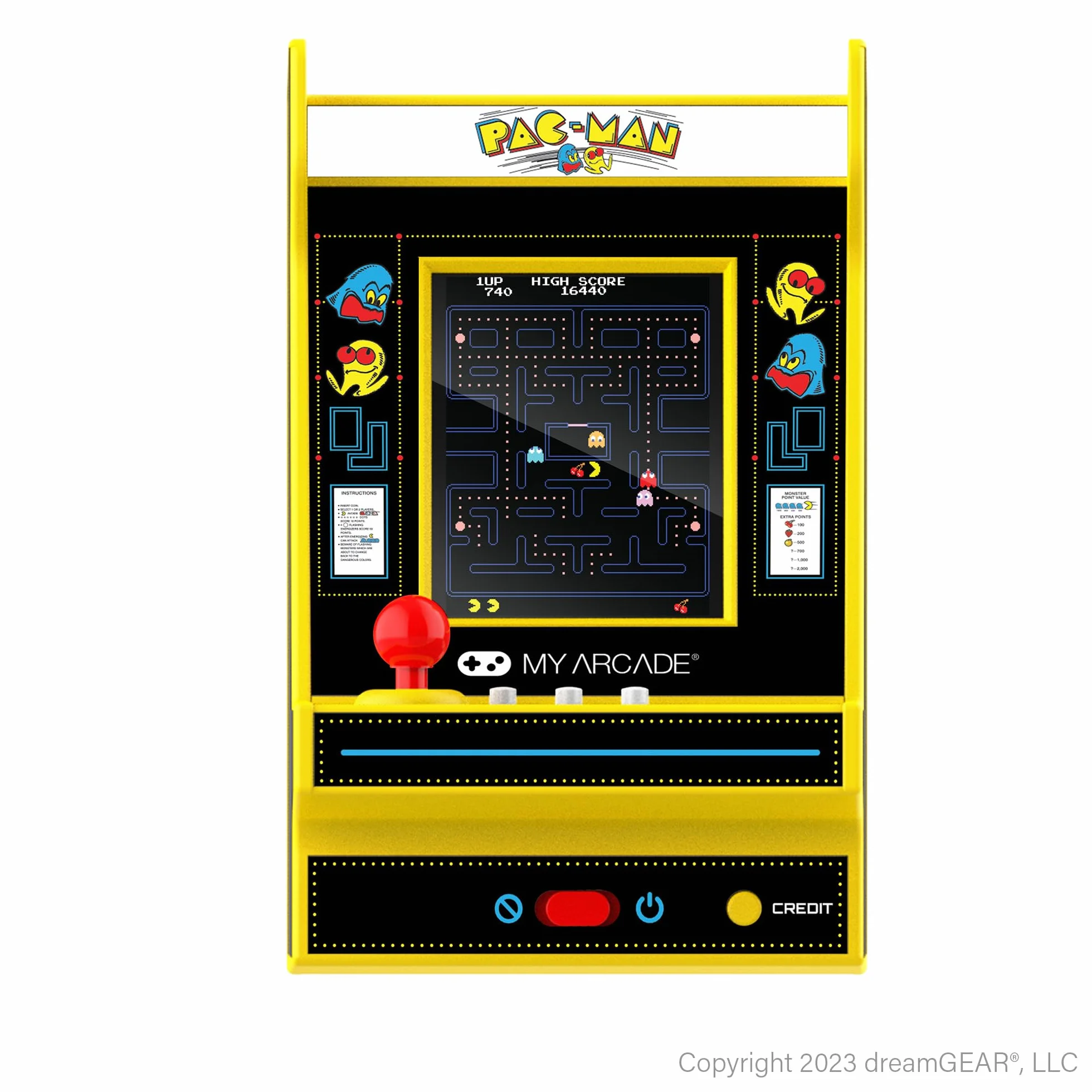My Arcade Pac-Man Nano Player: Mini Arcade Machine, 12,2 cm w pełni grywalna gra wideo kolekcjonerska