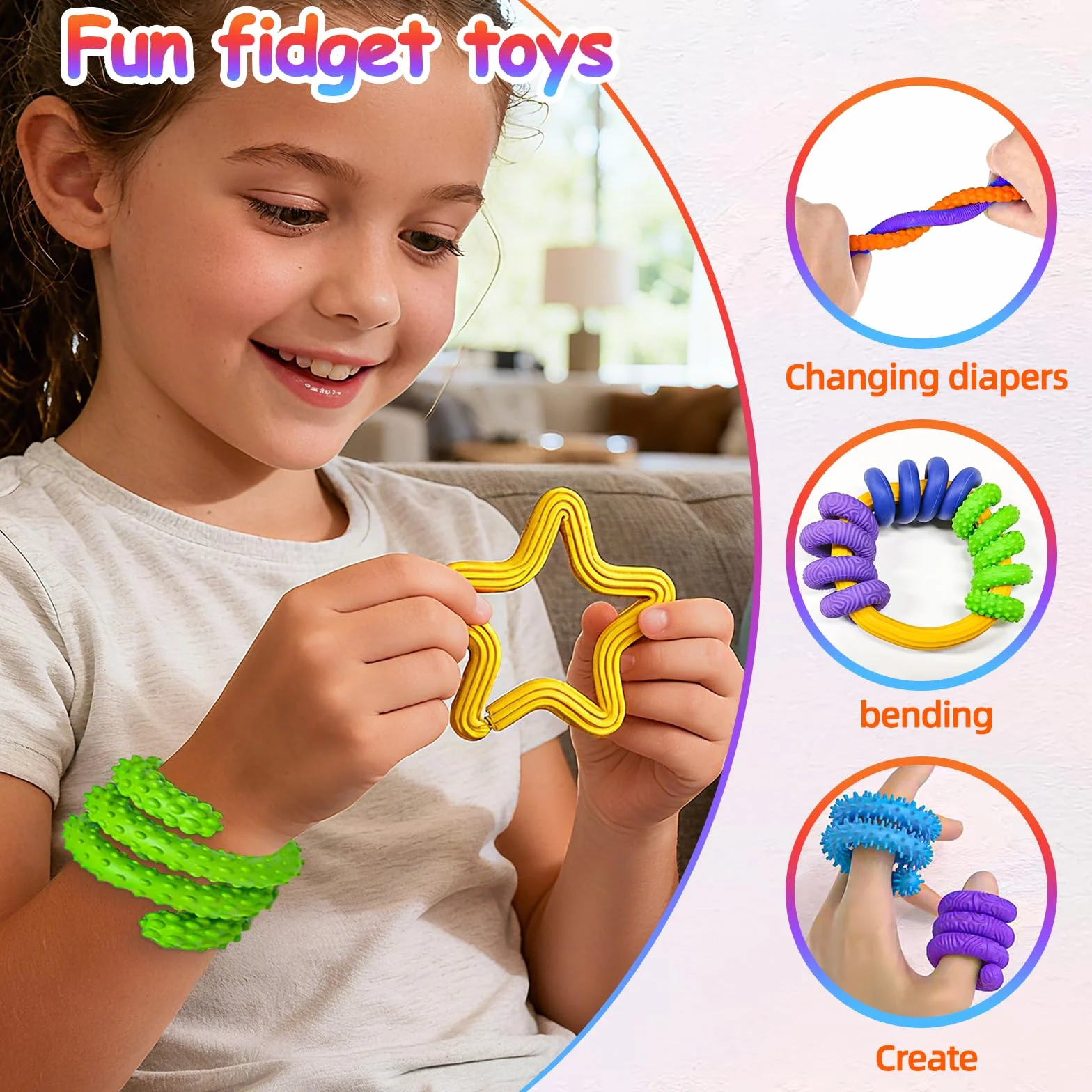 Zabawki Fidget silikonowe sensoryczne patyczki, antystresowe zabawki do redukcji napięcia i stresu