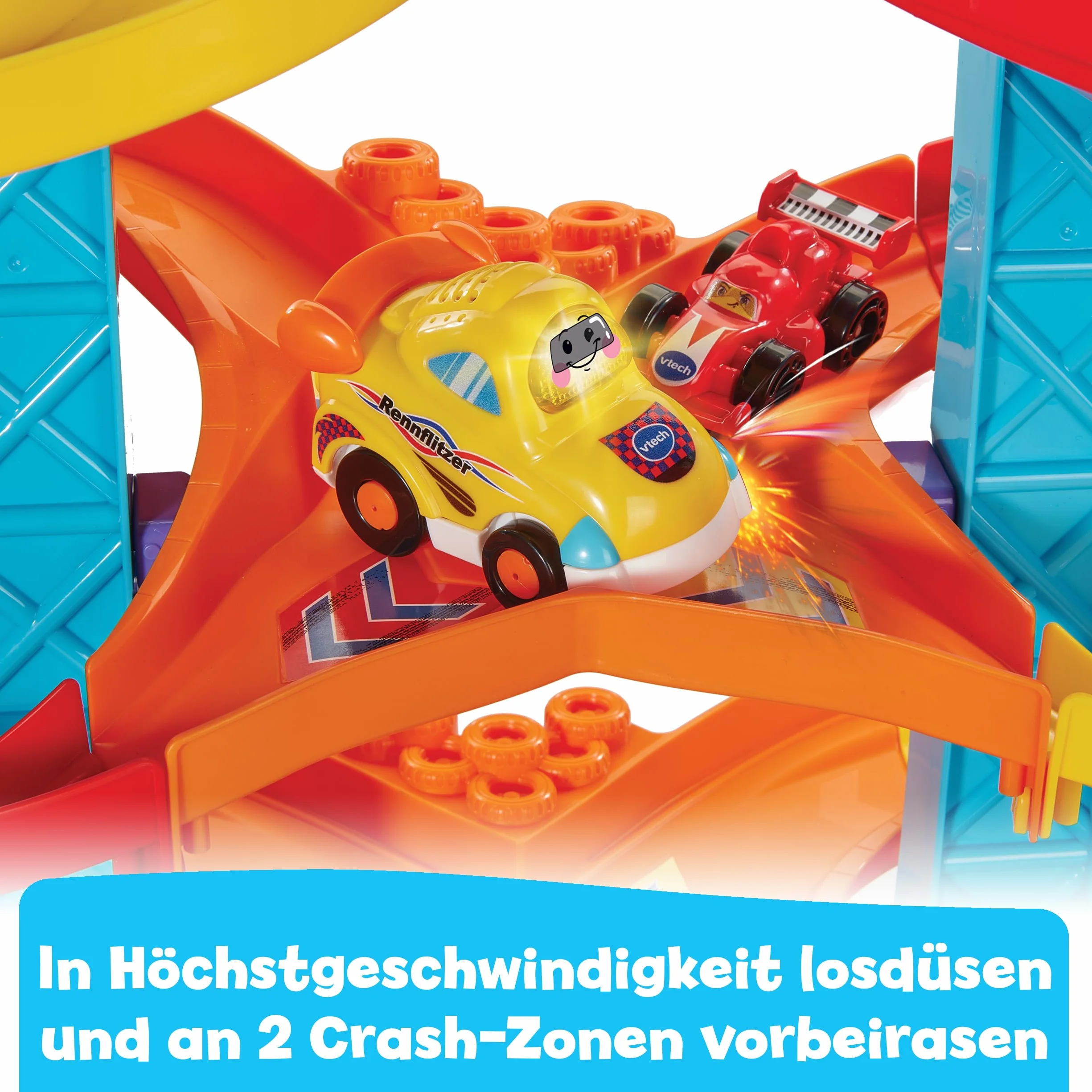 VTech Baby Tut Tut Baby Flitzer - wieża zygzakowa – interaktywny zestaw do zabawy z samochodem wyścigowym, muzyką, ekscytującymi zdaniami i dźwiękami – dla dzieci w wieku 1-5 lat