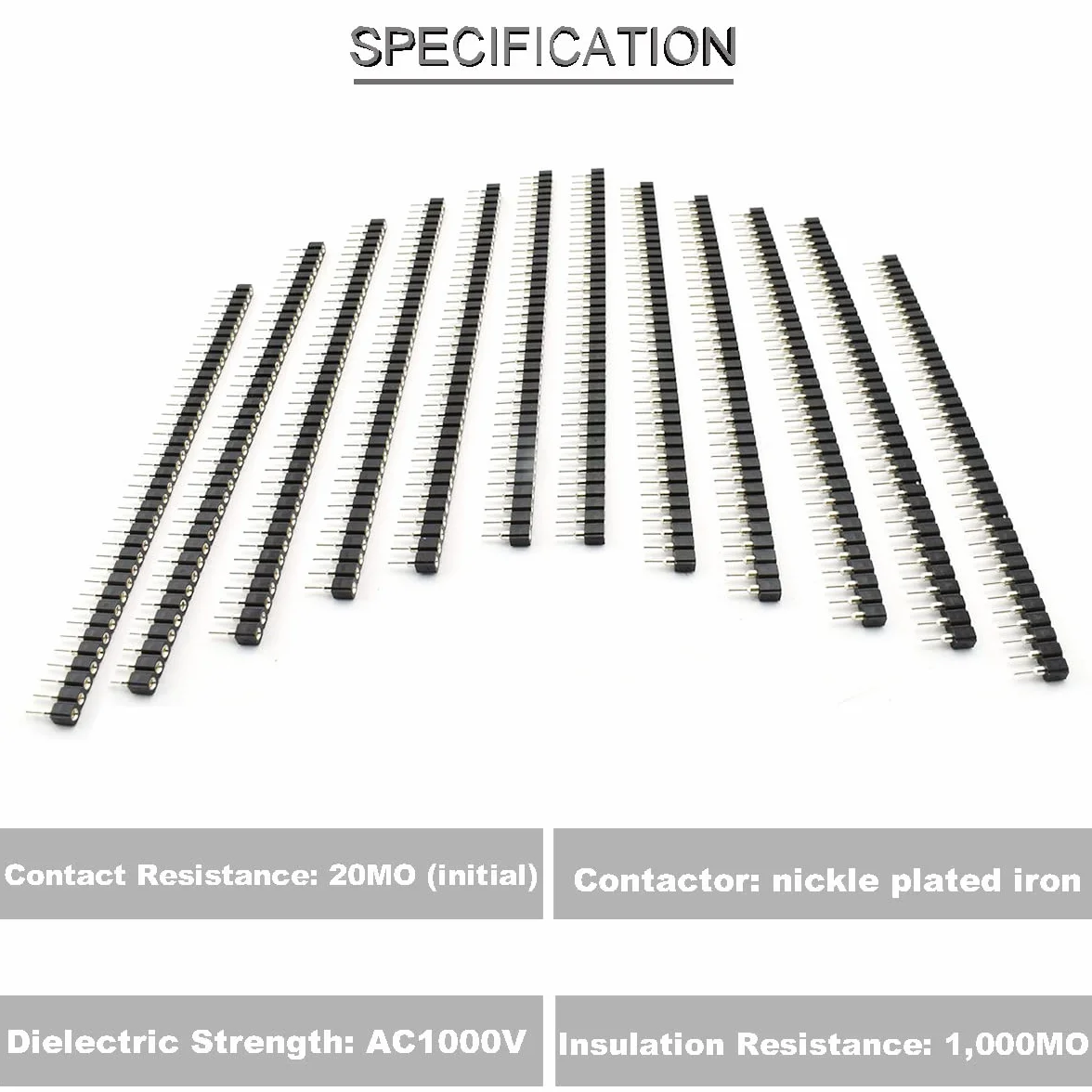 20 sztuk 2,54 mm okrągła głowica 40 pinów żeńskie cynowany nagłówek pinowy 1x40P 0,1 cala pojedynczy wiersz proste żeńskie złącze do płytki drukowanej, obwód IC eksperyment DIY
