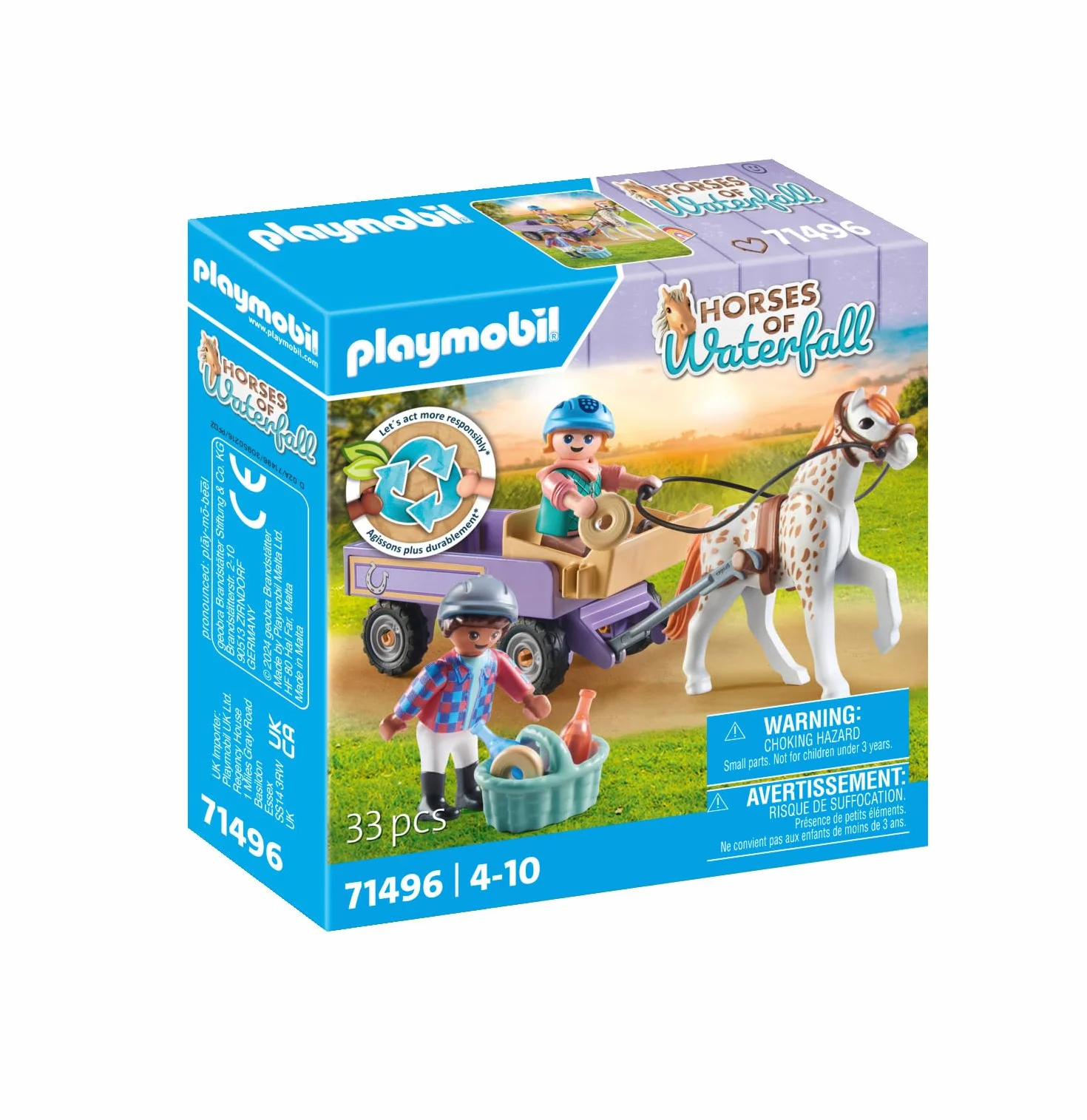 PLAYMOBIL Horses of Waterfall 71496 Powóz kucyków, urocza wycieczka z kucykami, ciekawe przygody na Ranczu Waterfall, zestawy odpowiednie dla dzieci od 4 roku życia