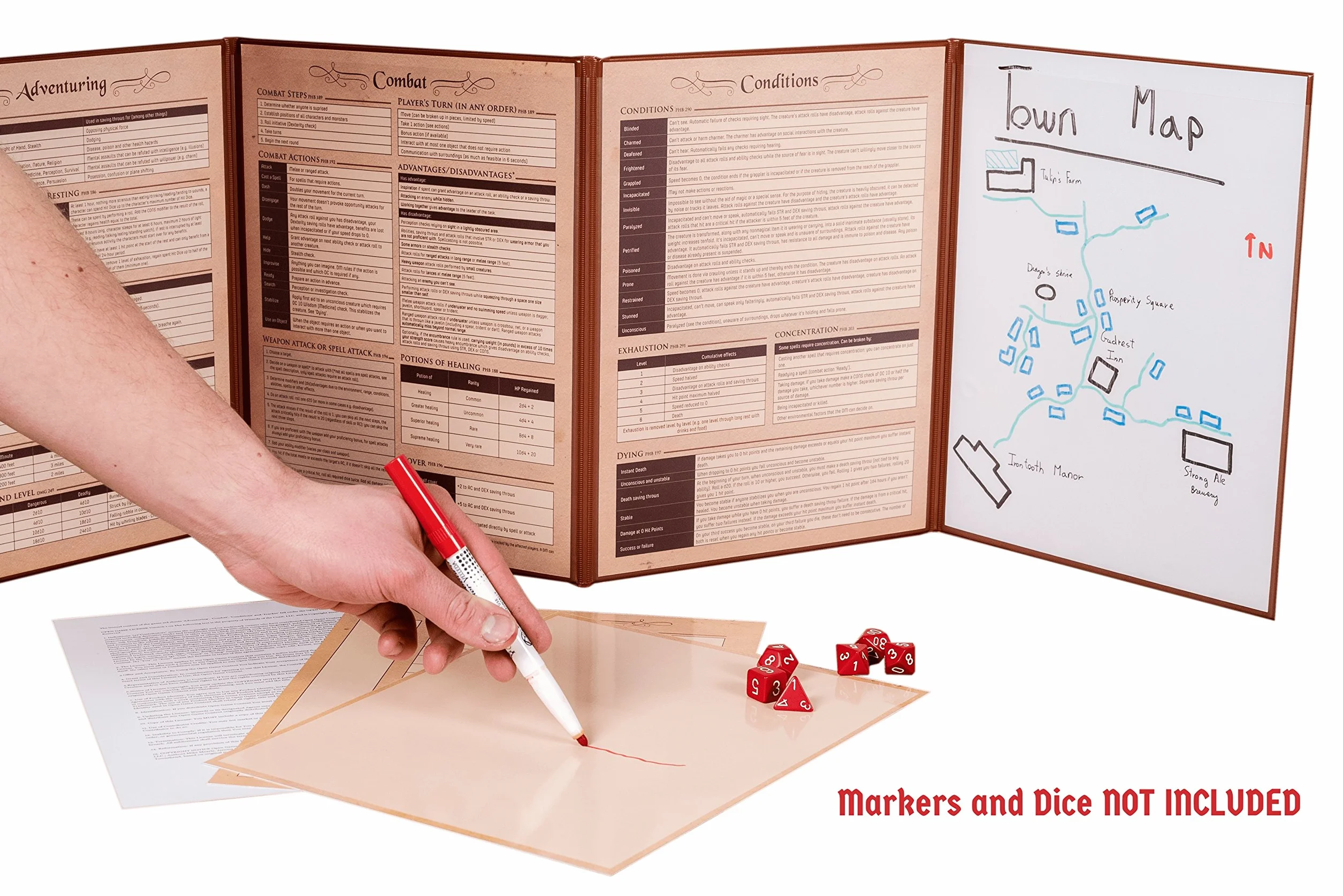 Hexers Ekran dla mistrza gry RPG Kompatybilny z D&D Dungeons and Dragons DND DM Pathfinder 4 panele