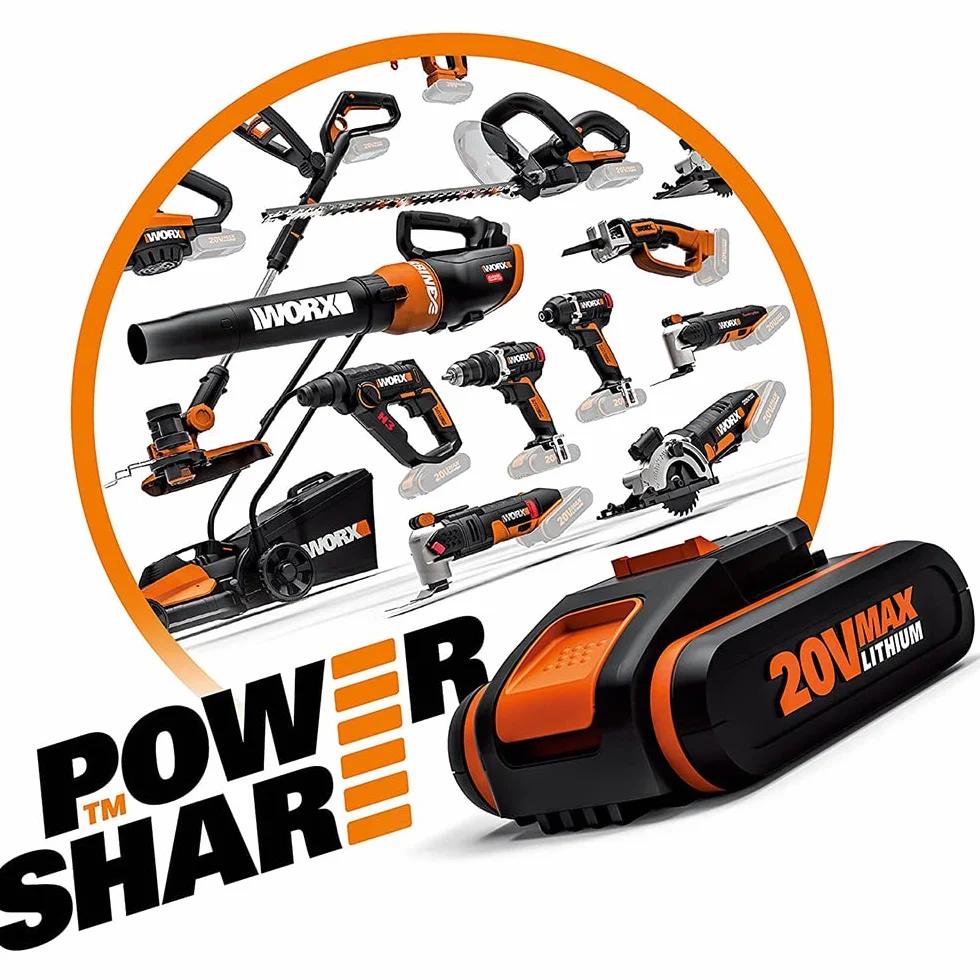 WORX WA3880 Stacja Ładująca Akumulator, Szybka Ładowarka do Akumulatora, Uniwersalna do Akumulatorów WORX Powershare do 6000 Mah