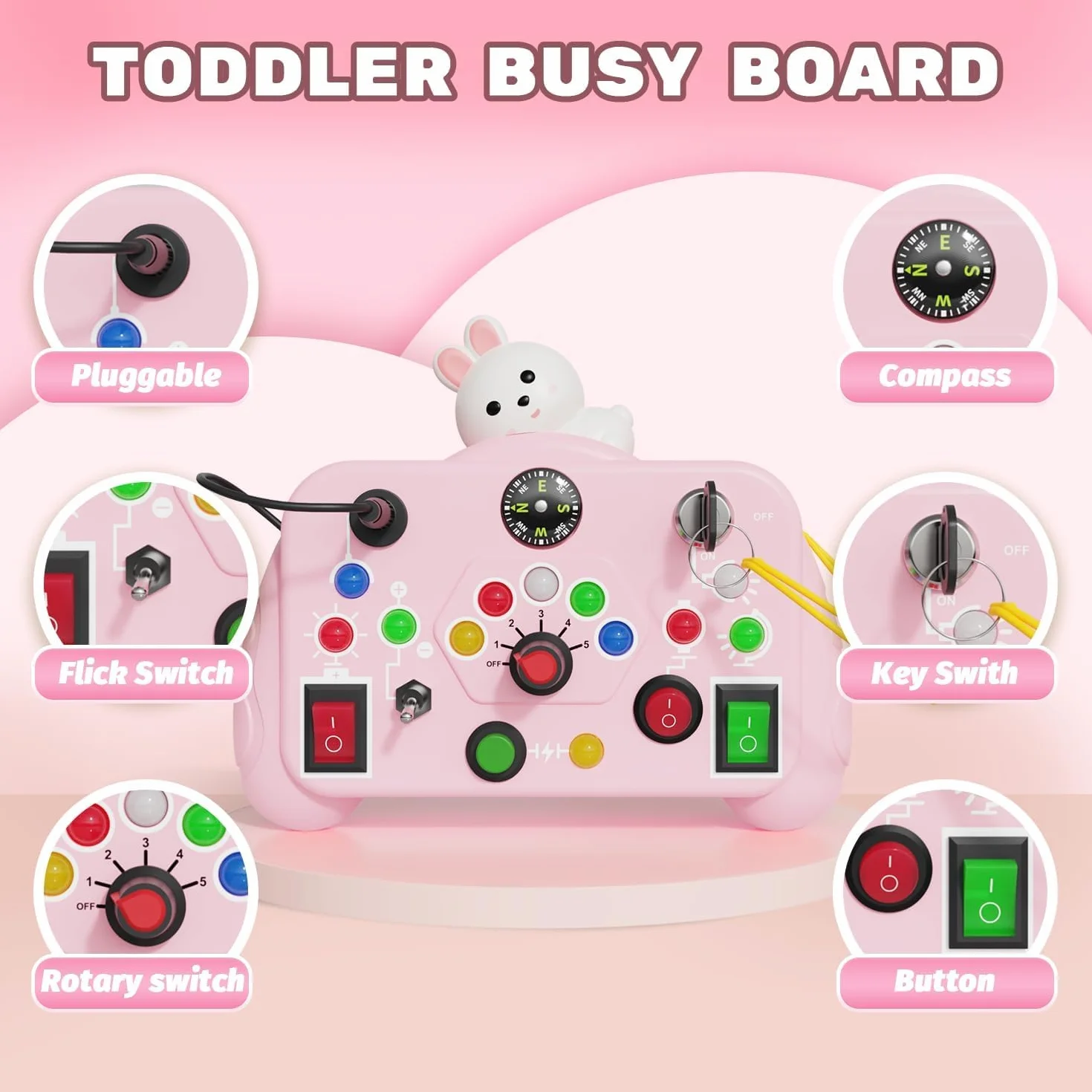 NIWWIN Busy Board Montessori Toy,Wiele sposobów zabawy cyframi i literami,zabawka sensoryczna do nauczania motoryki precyzyjnej,Edukacja przedszkolna,odpowiedni dla dzieci w wieku 1 roku i starszych.