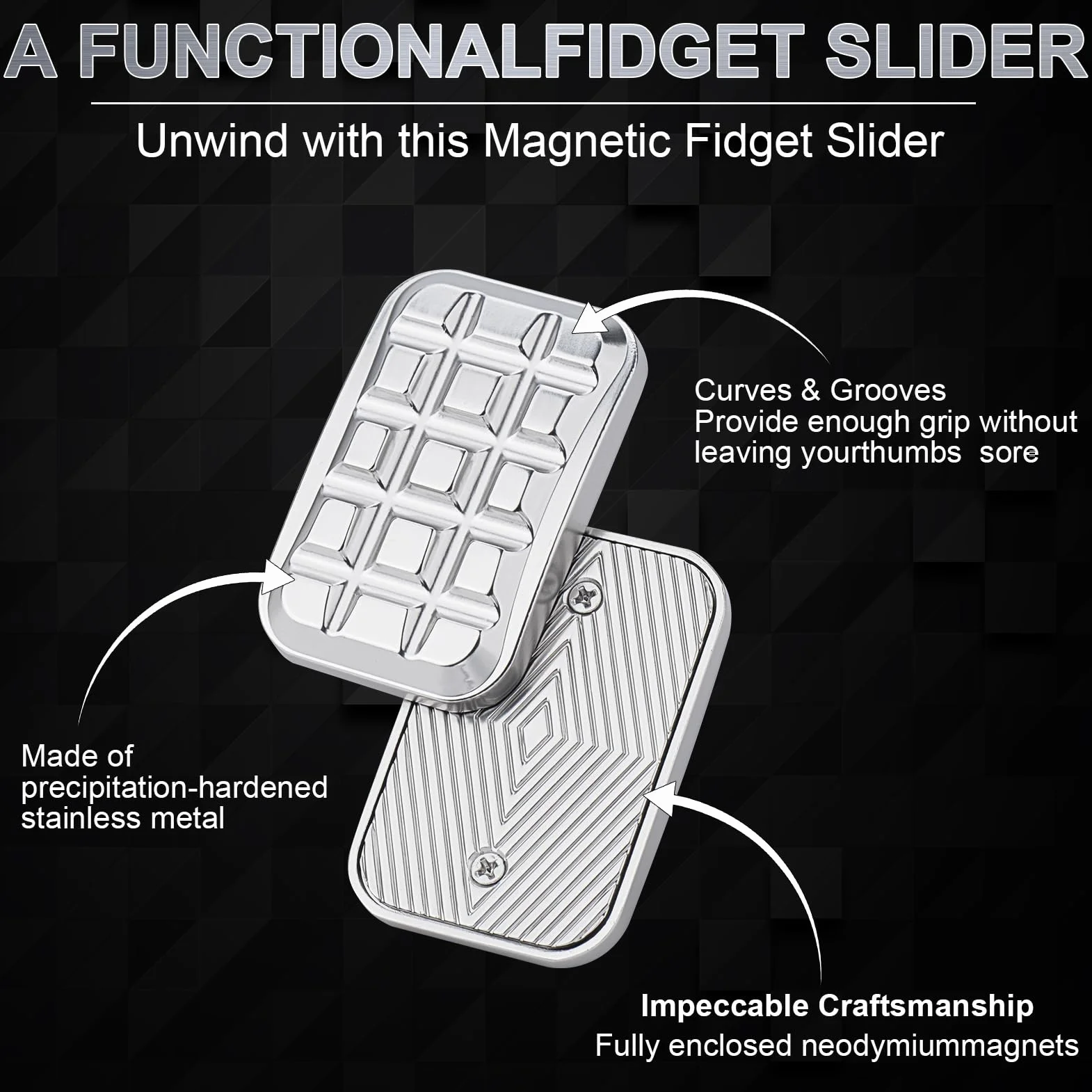 OBEST Fidget Slider Zabawka dla dorosłych, metalowe zabawki Fidget Slider dla dorosłych, zabawka dekompresyjna, redukcja stresu i stresu