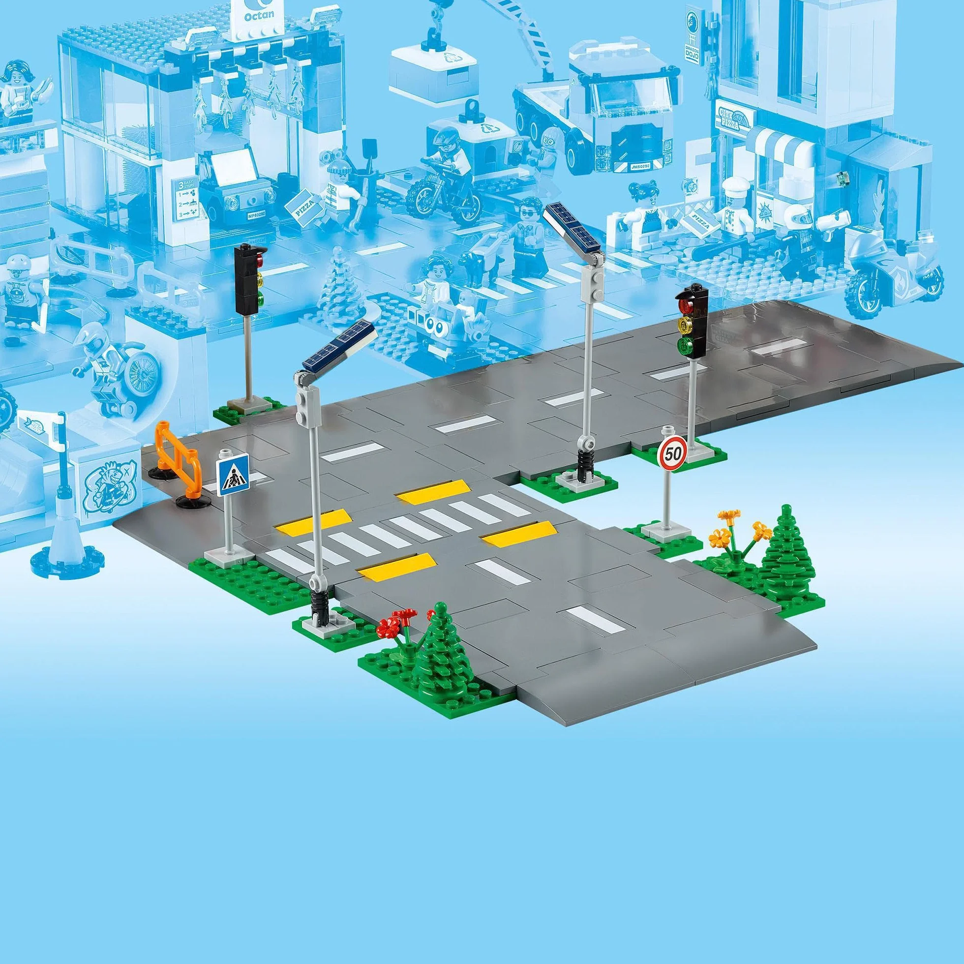 LEGO 60304 City Płyty Drogowe, Kreatywna Zabawka do Budowania, Prezent na Urodziny dla Chłopców i Dziewczynek od 5 lat