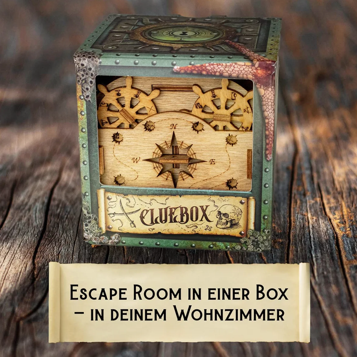 iDventure Cluebox – Davy Jones Locker – Escape Room Spiel – zabawne drewniane puzzle 3D – wyjątkowe gry w puzzle – gry Escape Box dla dorosłych i dla dzieci