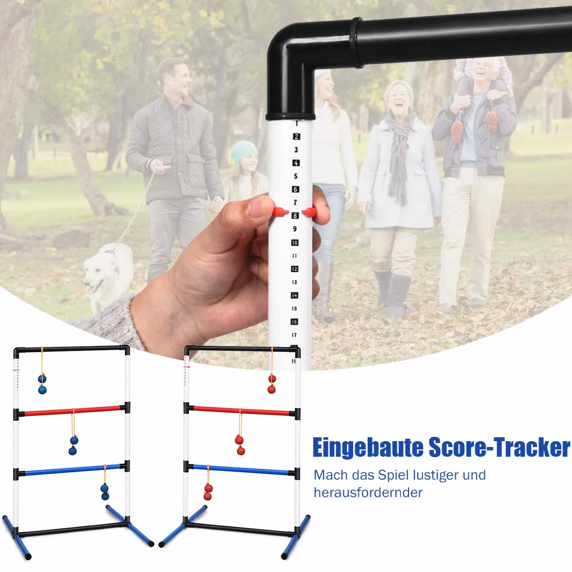 GOPLUS 2-częściowy zestaw do gry w rzucanie drabinka z PCW drabina golfowa z torbą do noszenia zacisk tracker wyników 6 podwójnych kulek gra zręcznościowa