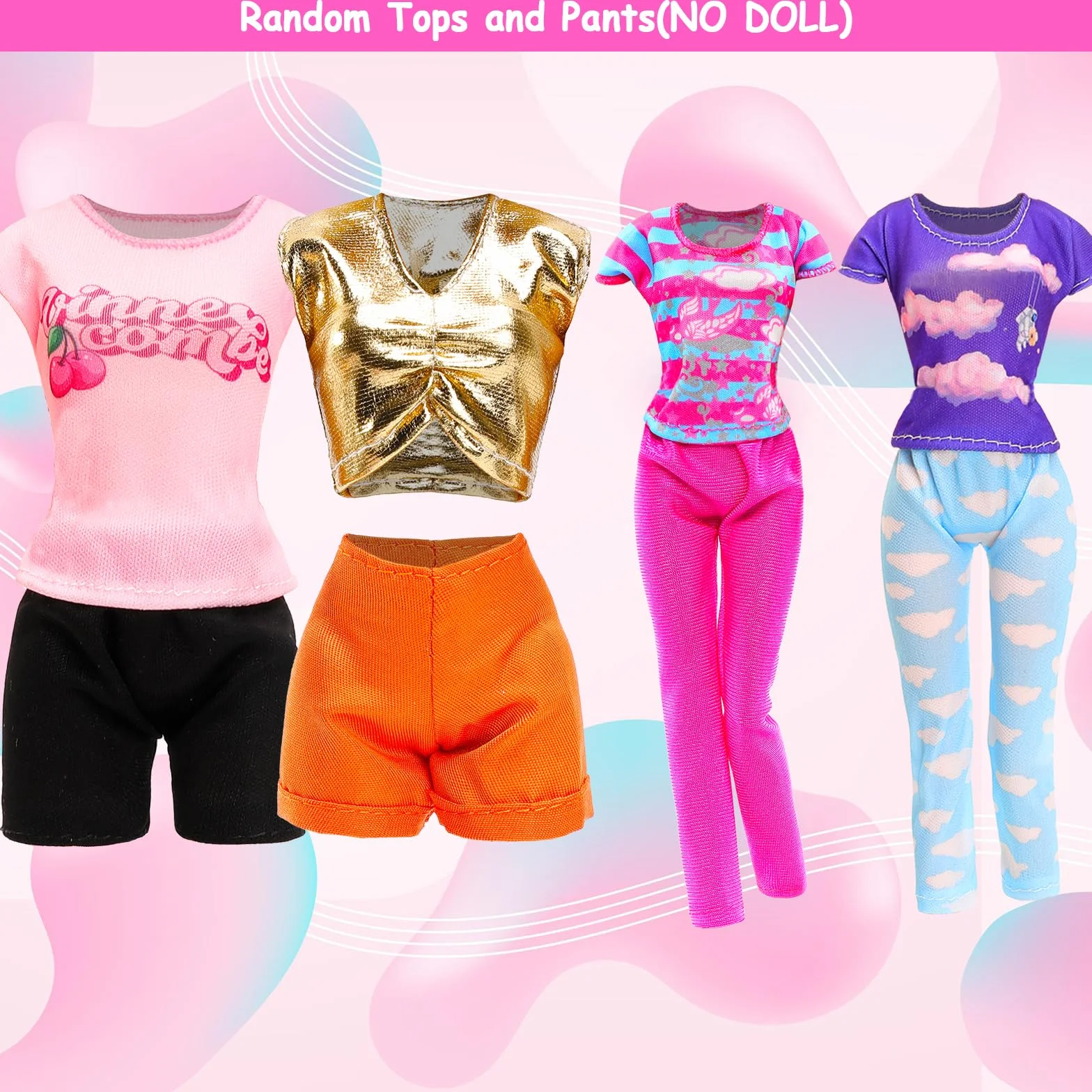 Festfun Ubranie dla lalek 18 zawiera 9 sukienek, 4 topy, 4 spodnie, 1 kostium kąpielowy, skrzydła wróżki 11,5 cala, 30 cm, dla dziewcząt, lalki losowo wysyłane