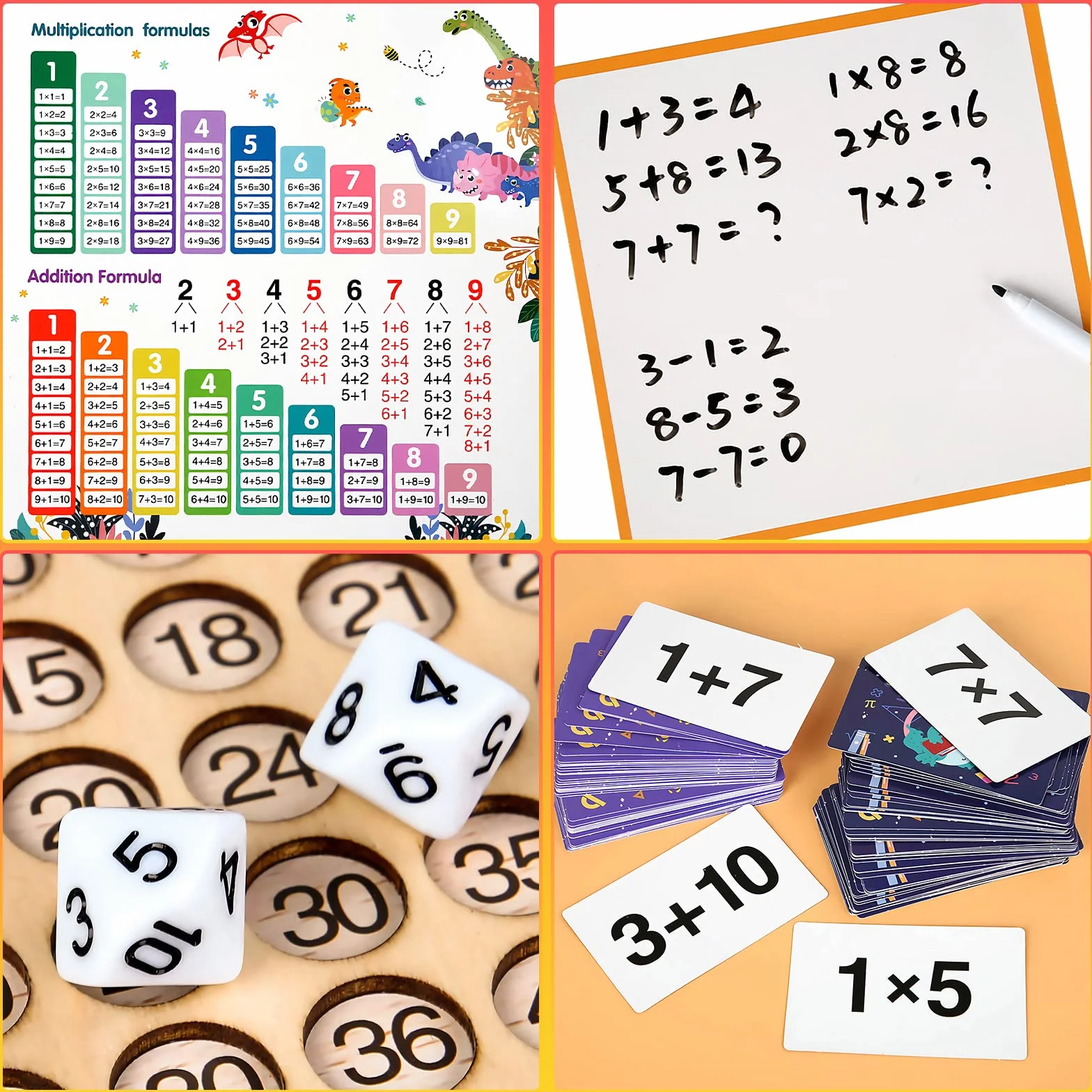 OneNine Montessori zestaw do rozmnażania i dodawania drewna, 2 w 1, 1 x 1, do nauki mnożenia, do wczesnej edukacji
