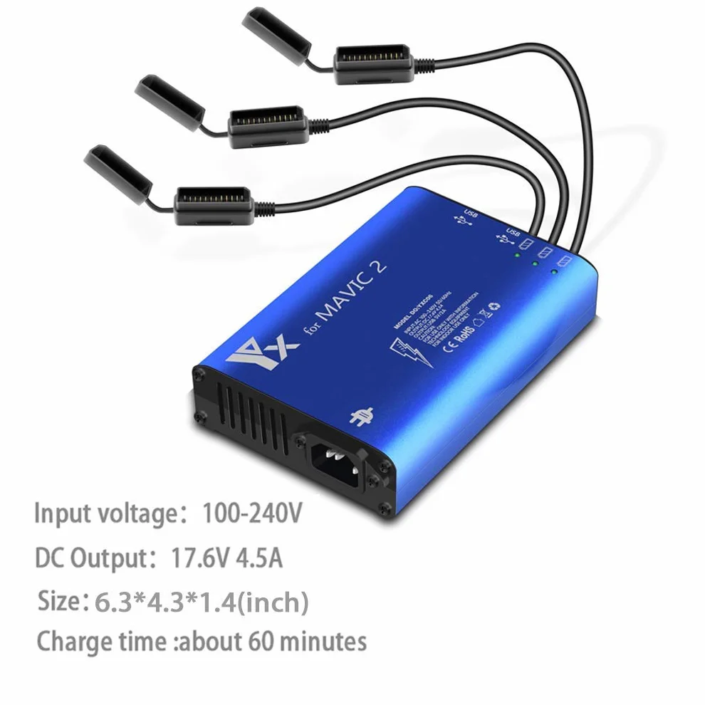 DJI Mavic 2 Zoom / 2 Pro/Mavic Enterprise Multi Charger, równoległy równoległy koncentrator ładujący, stacja dokująca Smart Rapid Balance do 3 baterii lotniczych, pilot do tabletu Smaratphone