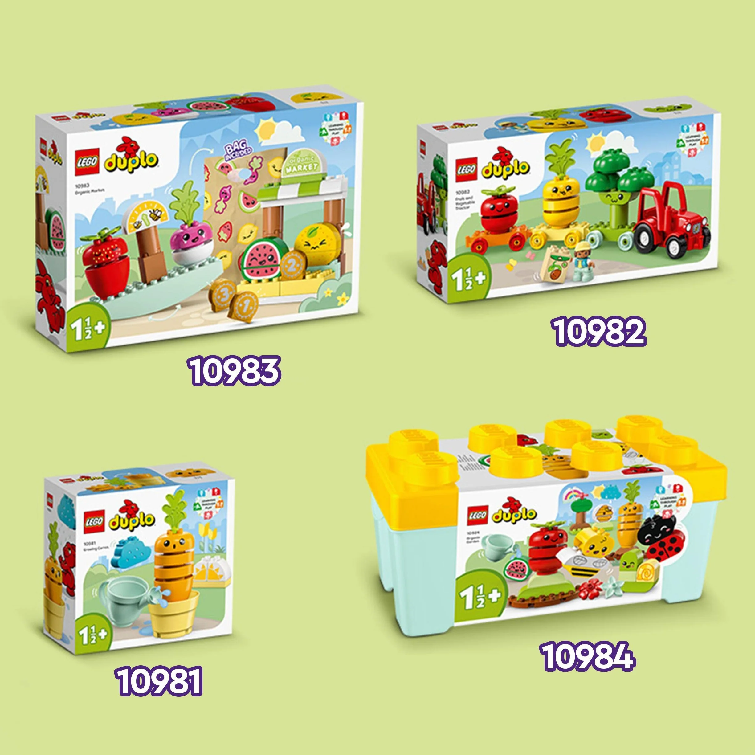 LEGO 10982 DUPLO My First Traktor z warzywami i owocami, Zabawki do Sortowania Według Kolorów dla Niemowląt i Małych Dzieci od 1,5 do 3 lat