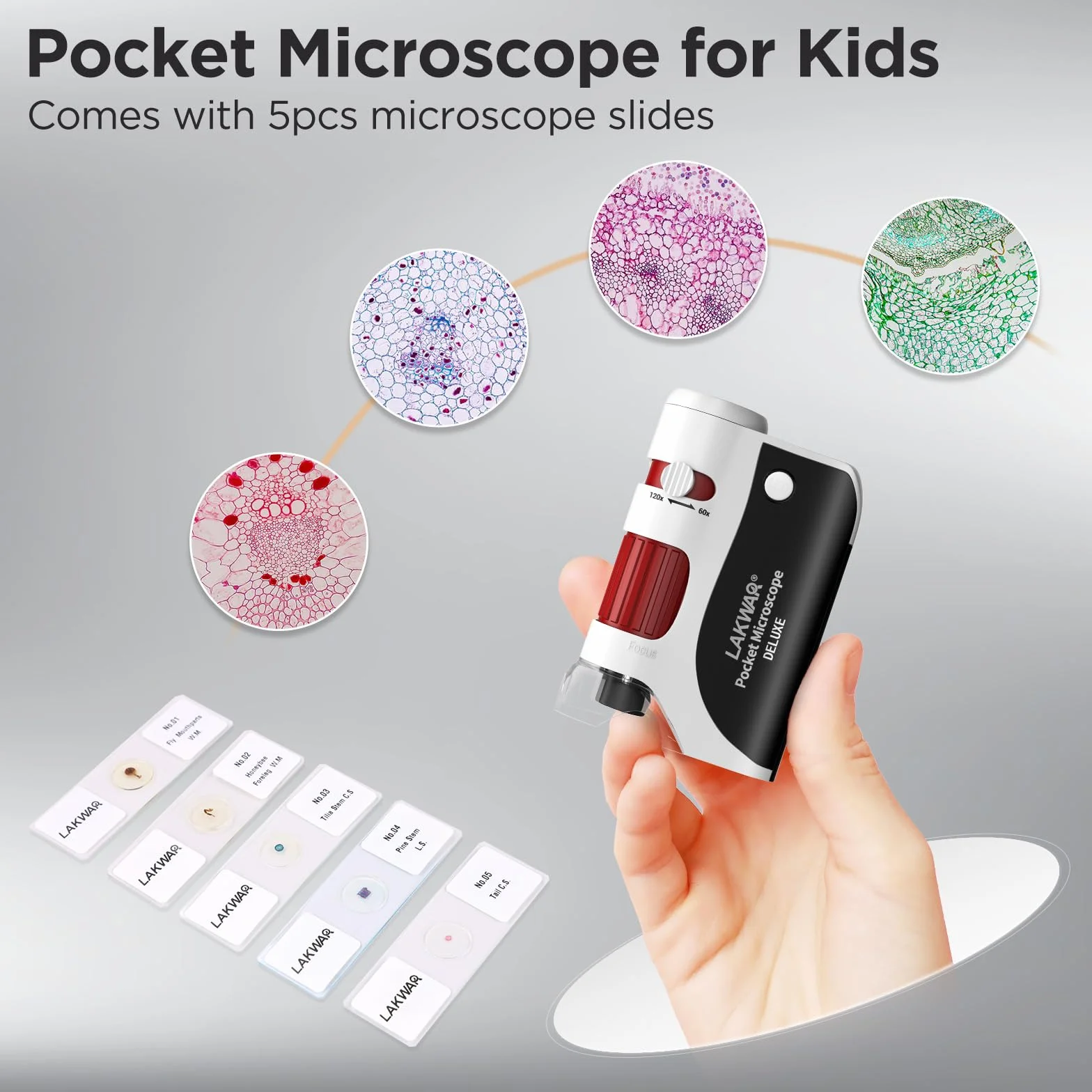 Mini mikroskop kieszonkowy 60x-120x dla dzieci i dorosłych, przenośny mikroskop Miniscope dla dzieci, małych naukowców, uczniów i studentów
