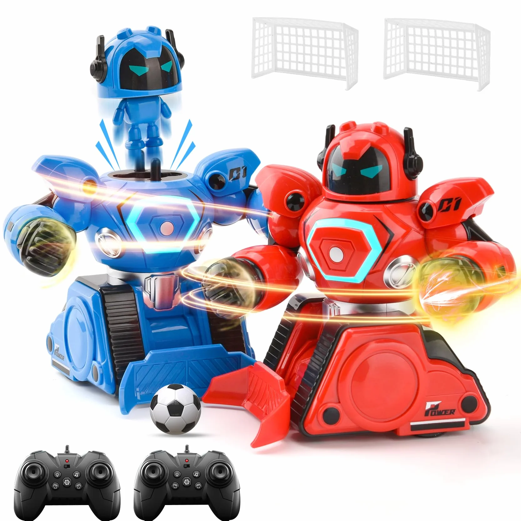 Zdalnie sterowany robot bojowy RC z trybem pojedynku i piłki nożnej, światłami i dźwiękami, ładowalny, prezent dla dzieci 6+