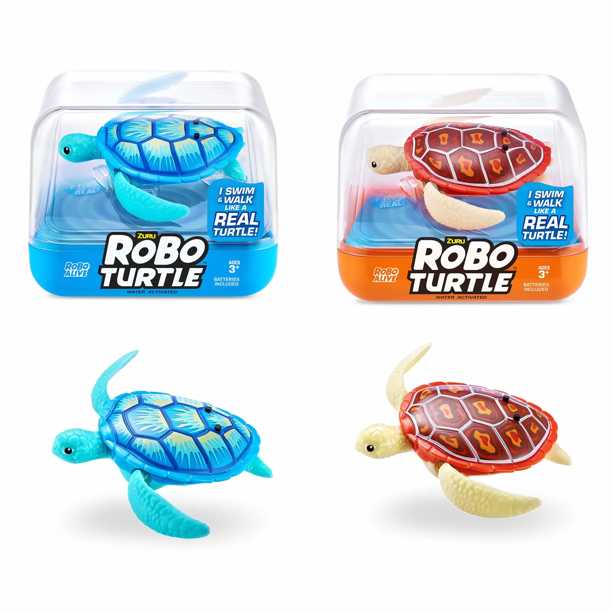 Robo Turtle Robo Turtle Robotyczny Żółw Pływający (2 sztuki, pomarańczowy i niebieski)