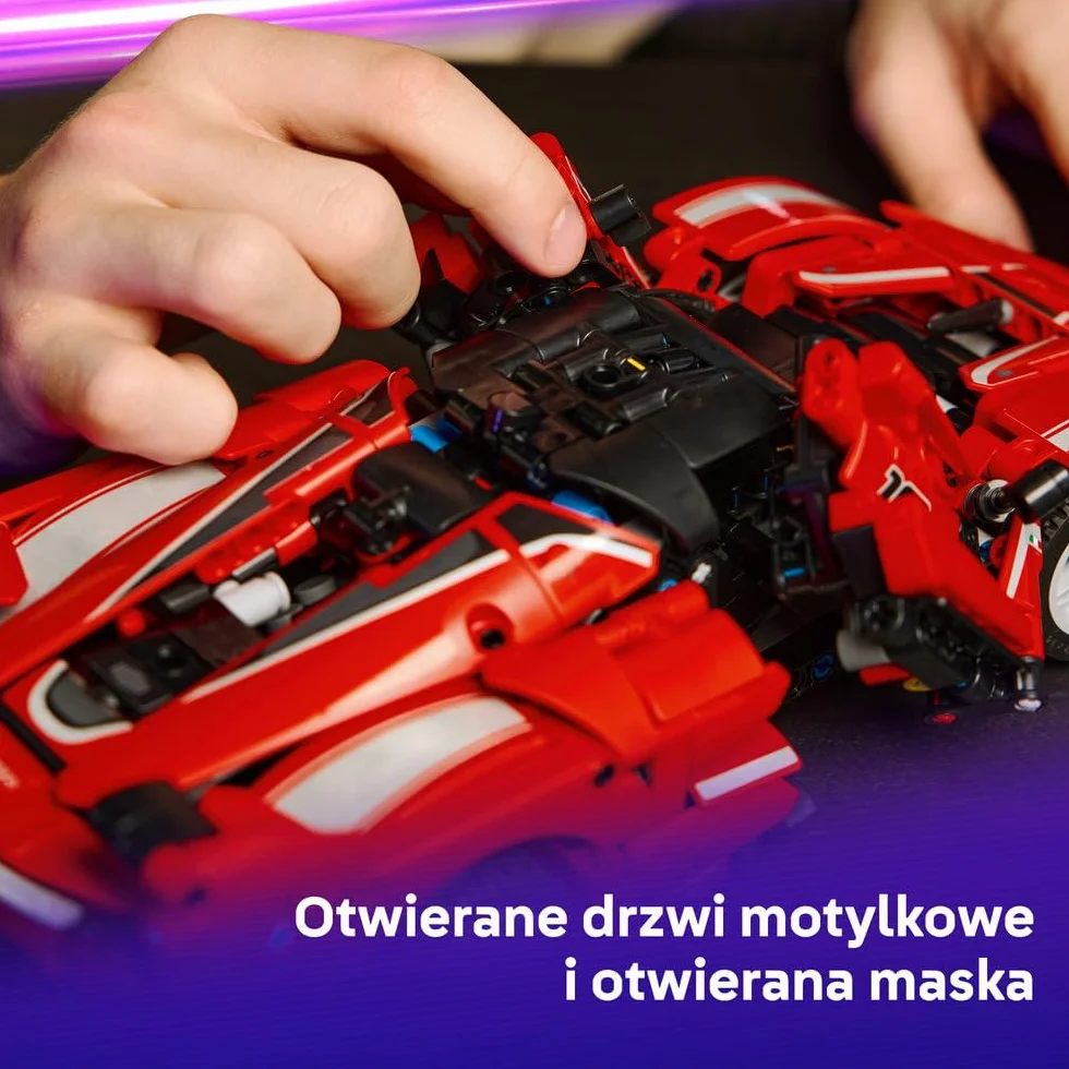 LEGO Technic Ferrari FXX K, model samochodu do składania dla dzieci i fanów motoryzacji, zabawka konstrukcyjna, pomysł na prezent dla 10-latka i dekoracje do pokoju chłopca i dziewczynki 42212