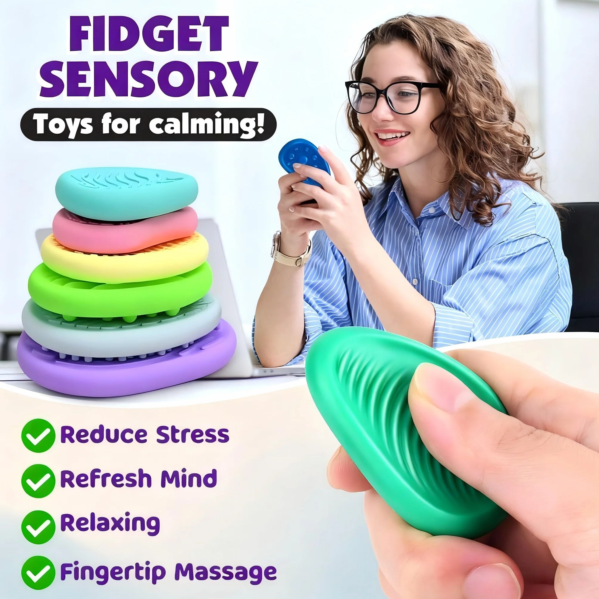 Fidget Toys Sensory Stones, zabawki antystresowe, sensoryczne, antystresowe, teksturowane, dla dzieci z autyzmem, 12 sztuk