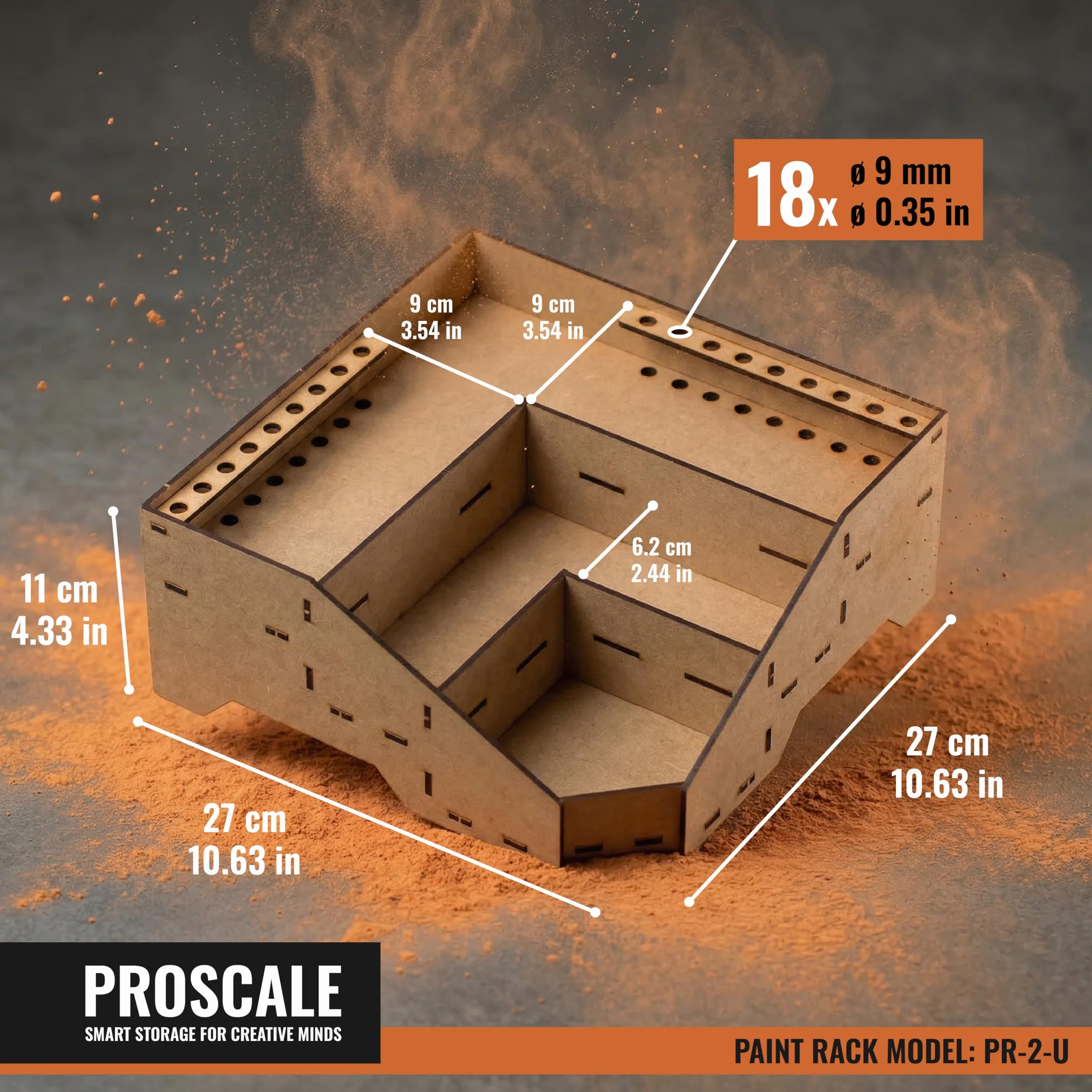 PROSCALE Paint Rack for model paints. Hobby craft Citadel Vallejo Tamiya Army paint rack stand Portable paint holder organiser Miniature warhammer paint storage Stand Model painting station (Model D)