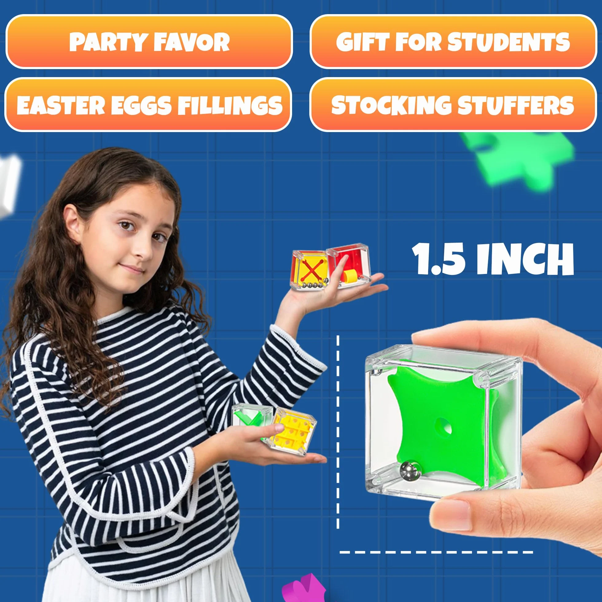Zestaw puzzli Bedwina Mini Cube – 24 gry Balance IQ 3D 3,81 cm z kulką, mini łamigłówki dla dzieci, nastolatków i dorosłych, opakowanie zbiorcze